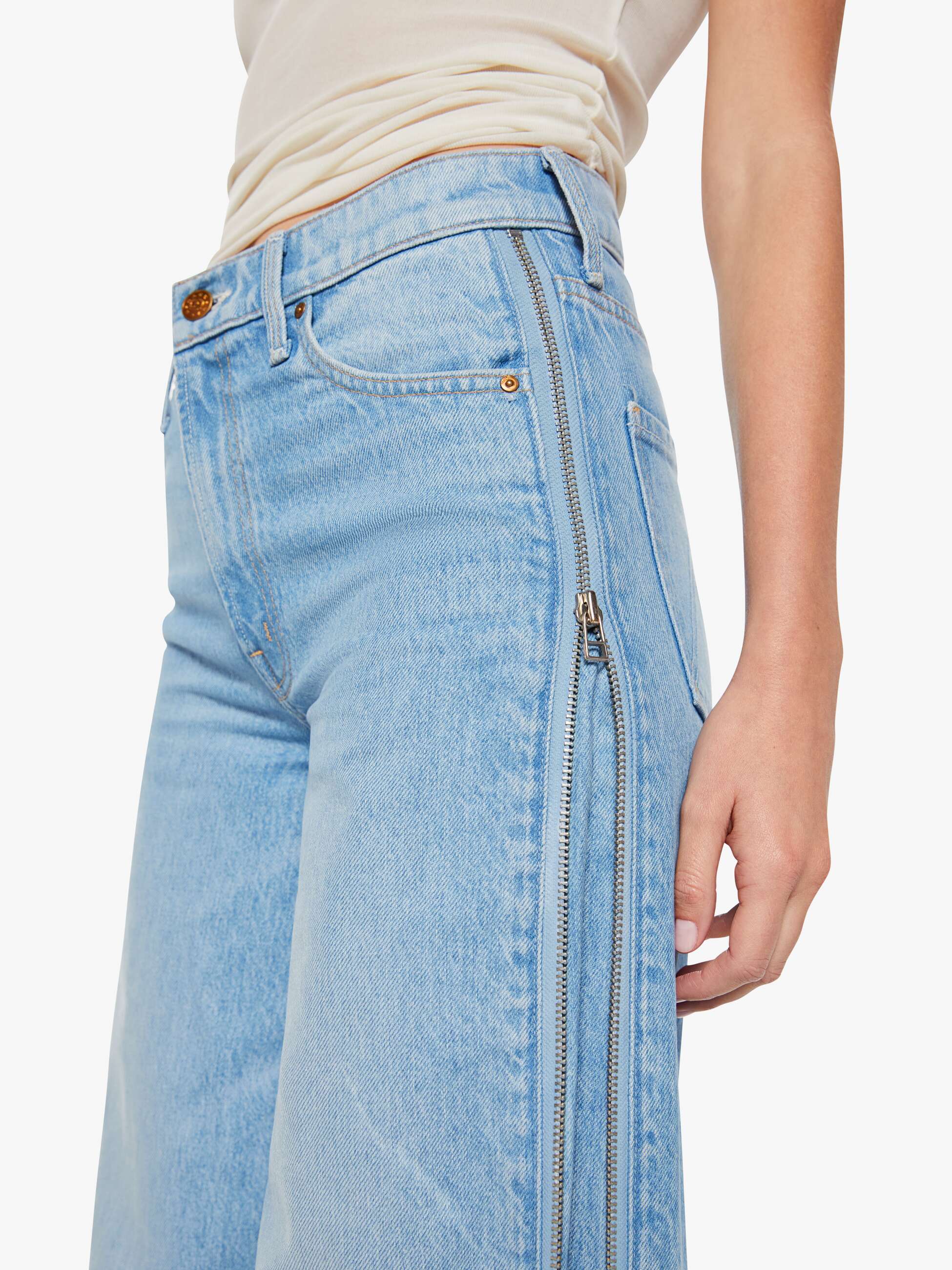 Mother Snacks Side Zip Slung Sneak Jeans Munchies