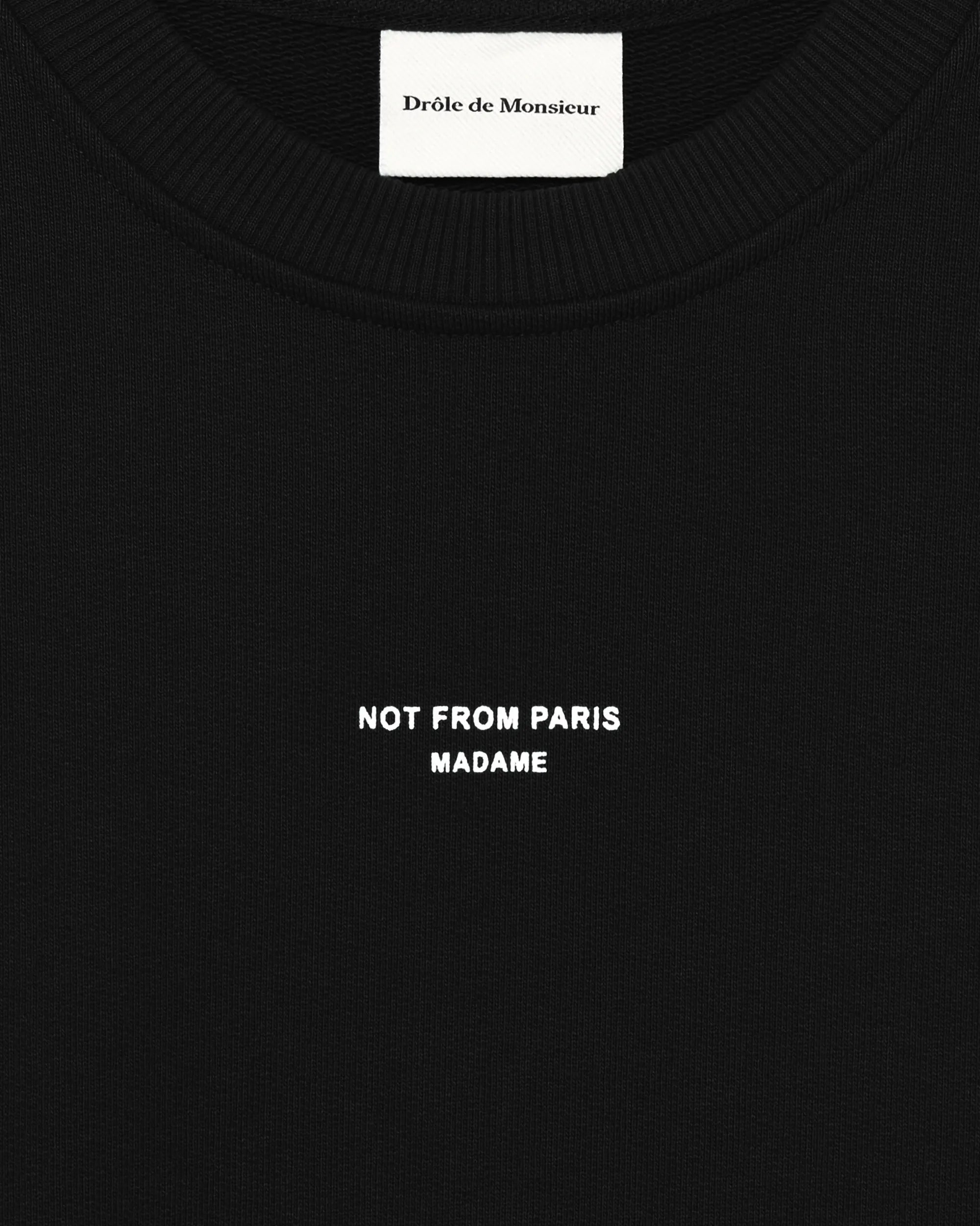 Drôle De Monsieur Slogan Classique Sweatshirt Schwarz Baumwolle