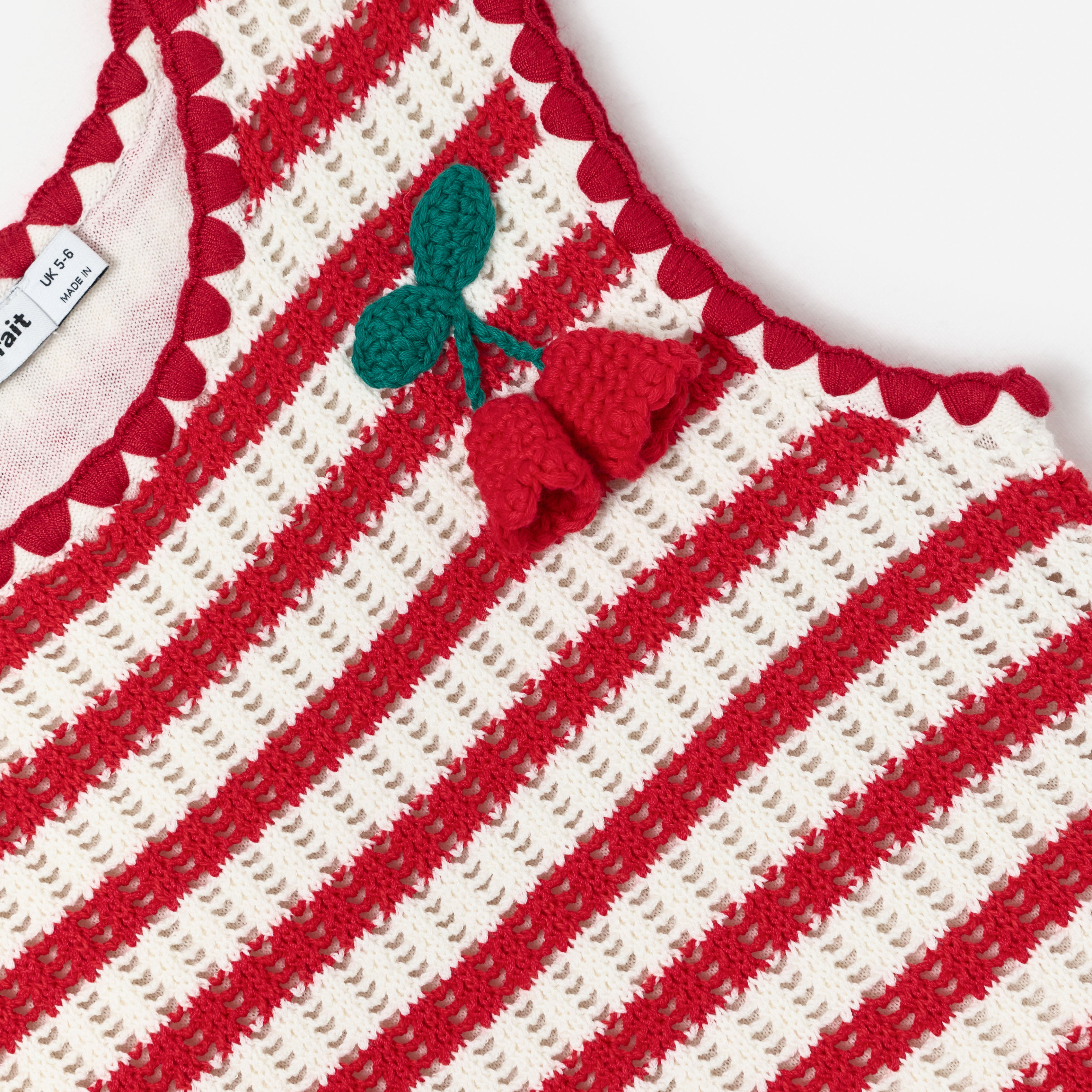 Self Portrait Red Striped Crochet Kinderkleid Midi