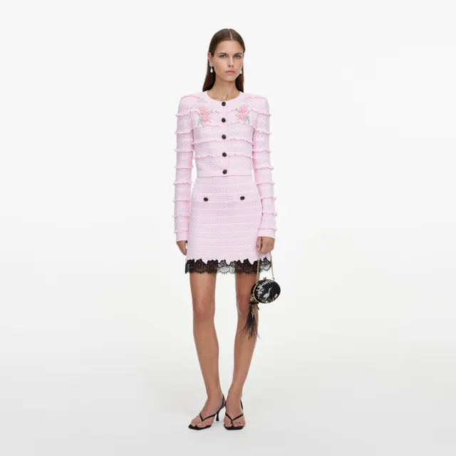 Self-Portrait Bottoms Pointelle Mini Rock Rosa Strick