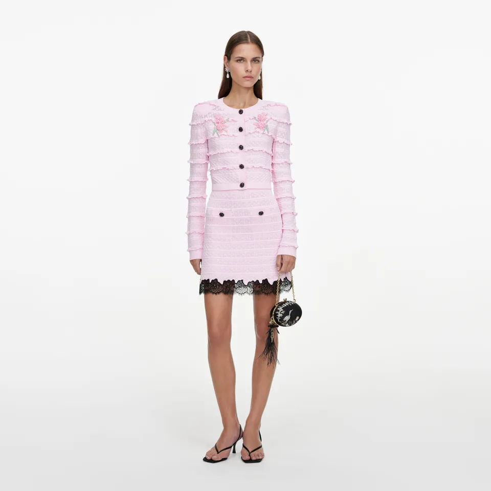 Self-Portrait Bottoms Pointelle Mini Rock Rosa Strick