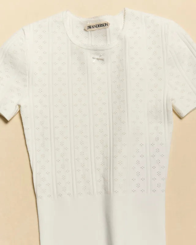 J.W.Anderson Knitwear Pointelle T-Shirt Damen Weiß