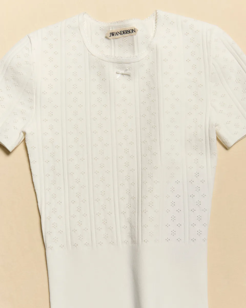 J.W.Anderson Knitwear Pointelle T-Shirt Damen Weiß