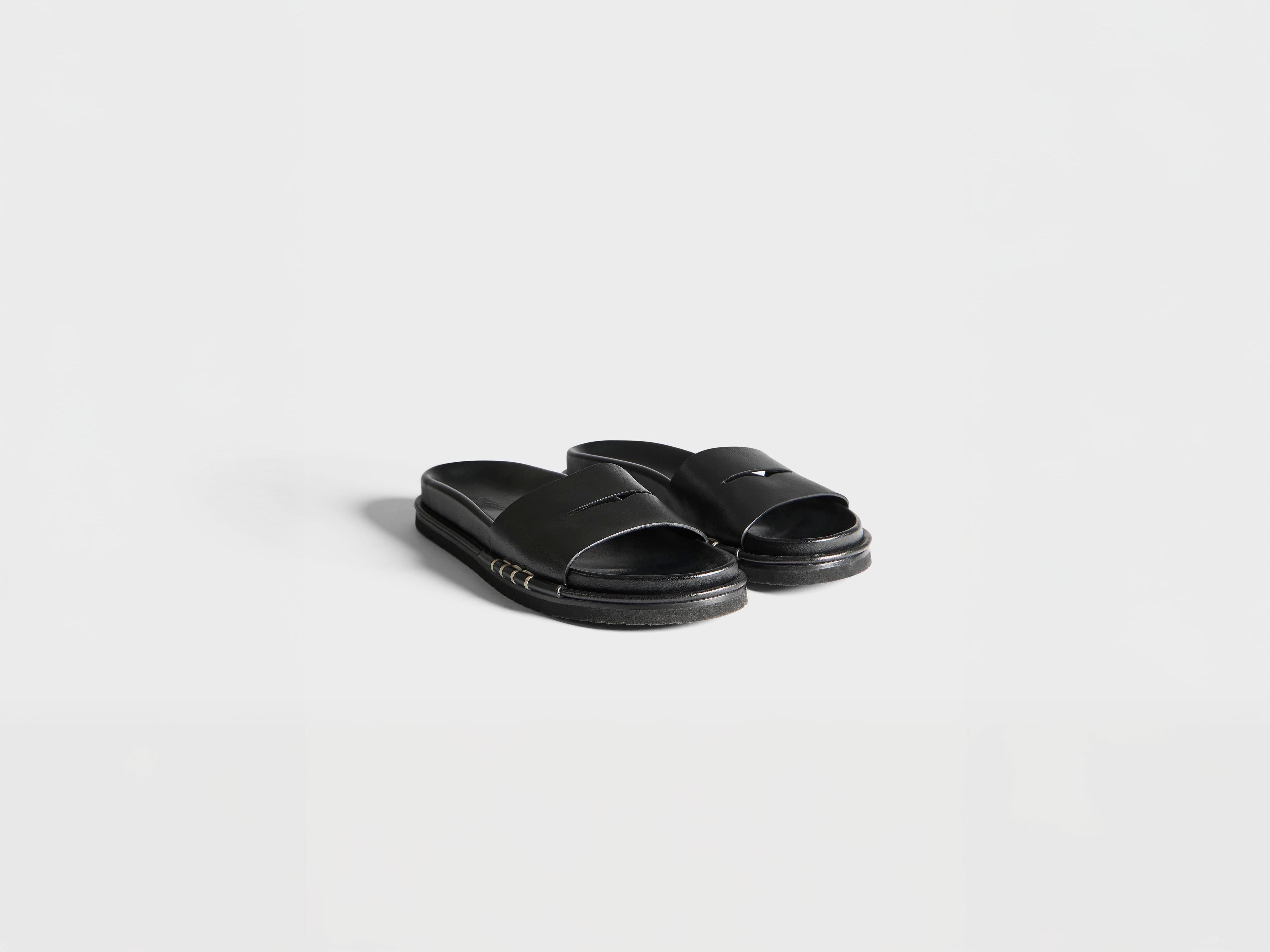 J.W.Anderson Fussbett Loafer Slides Leder Schwarz
