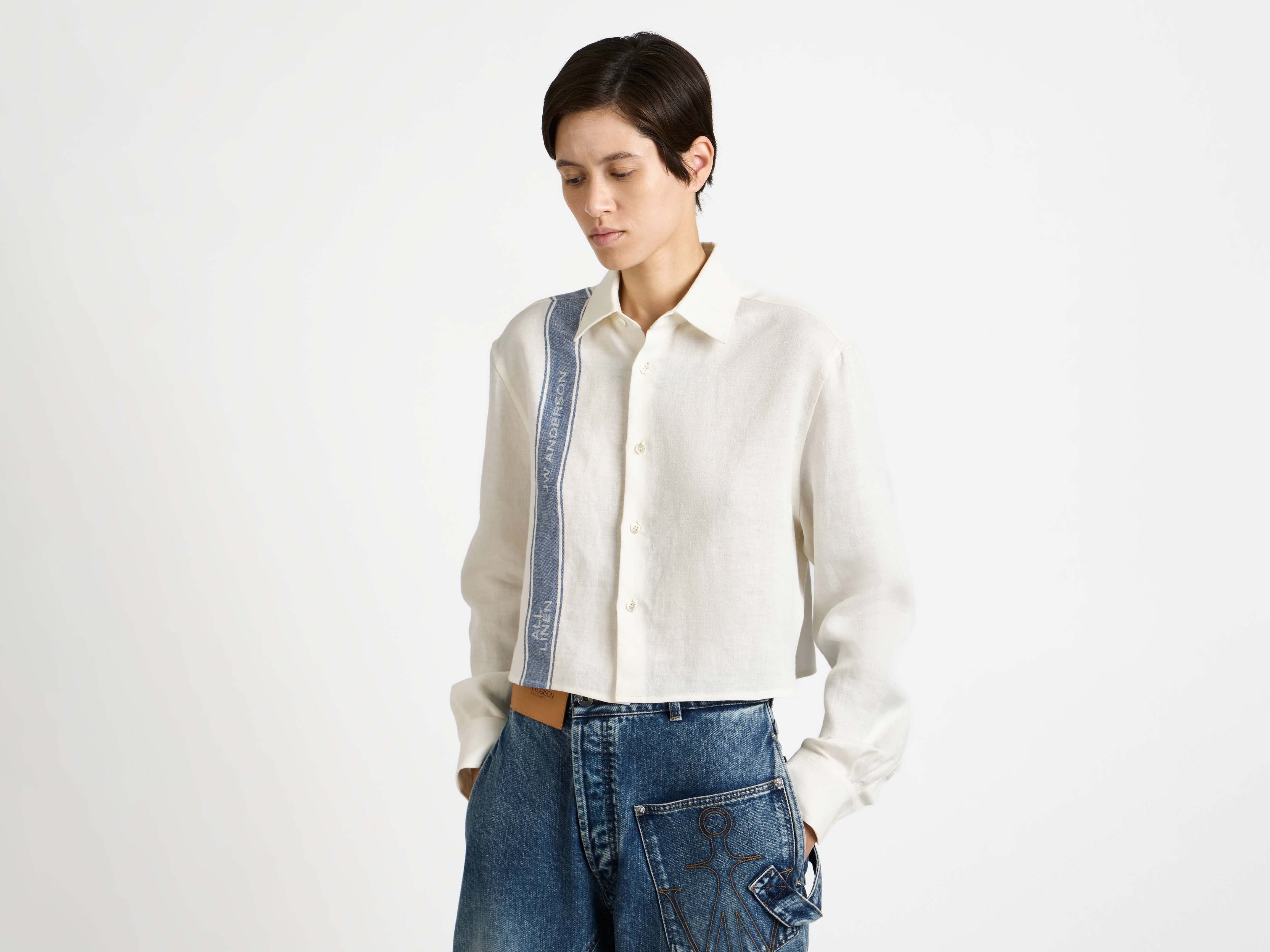 J.W.Anderson Shirts Cropped Shirt weiss-blau Leinen
