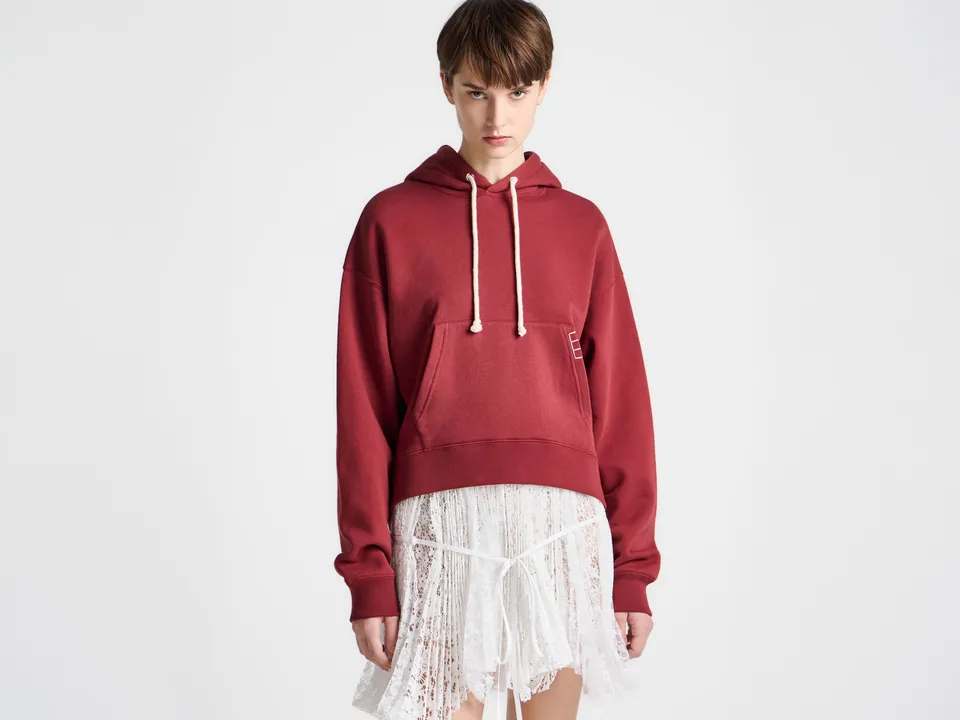 J.W.Anderson Hoodies Curved Hem Hoodie Burgundy Bordeaux