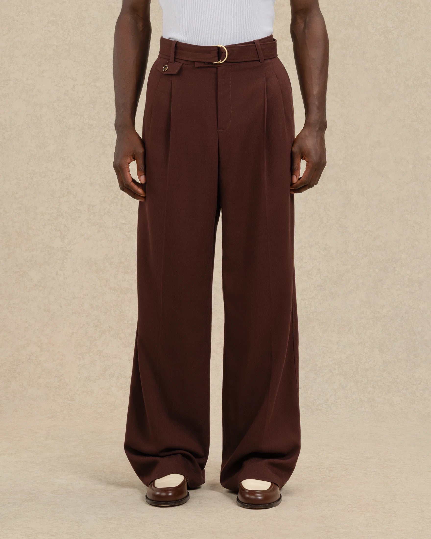 Drôle de Monsieur Pantalon Large Viscose Hose Braun weites Bein