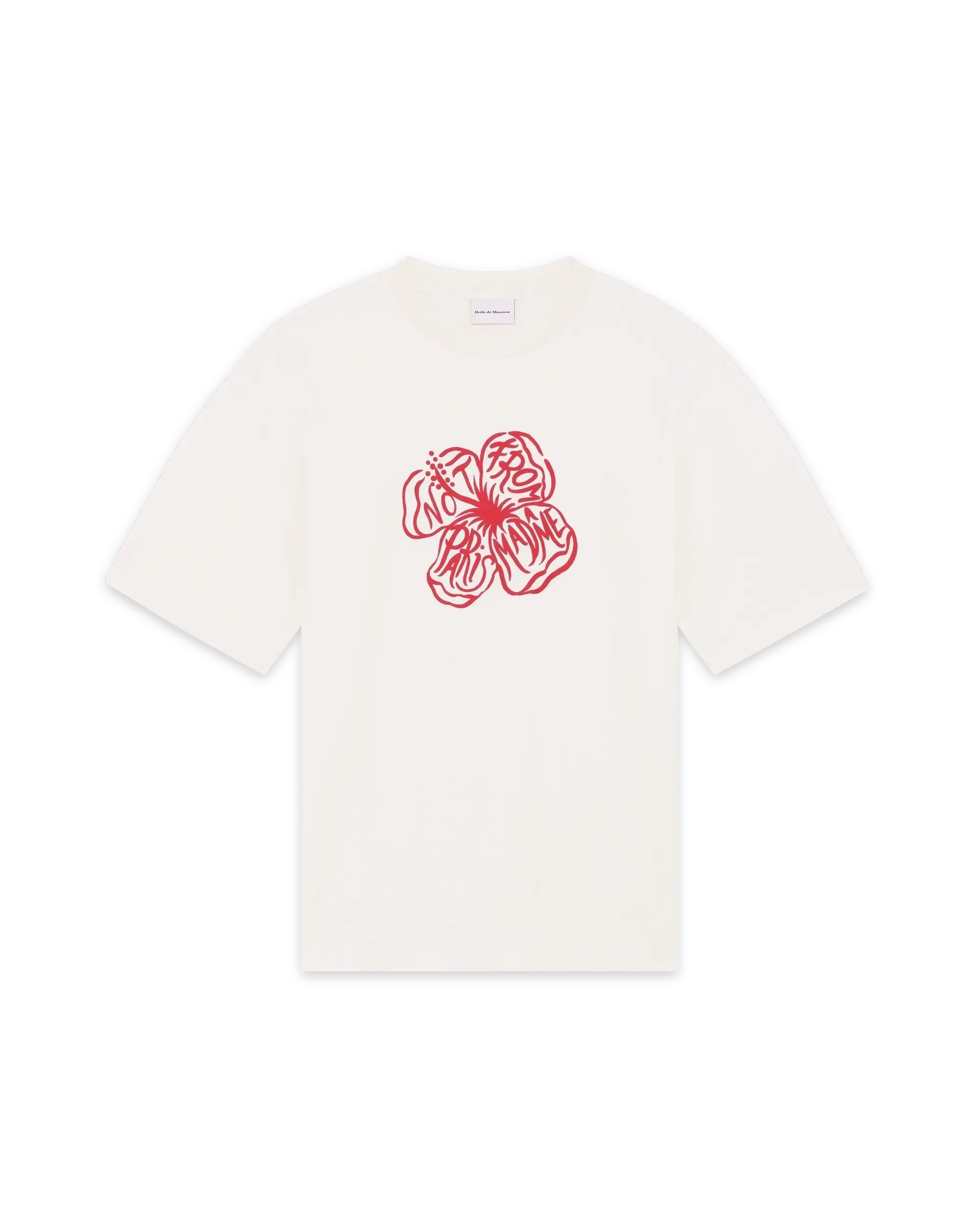 Drôle De Monsieur T-Shirt Slogan Hibiscus Off White Baumwolle