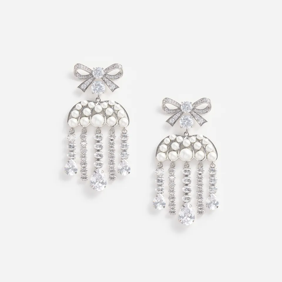 Self Portrait Jewellery Pearl Crystal Bow Droplet Ohrringe Perle