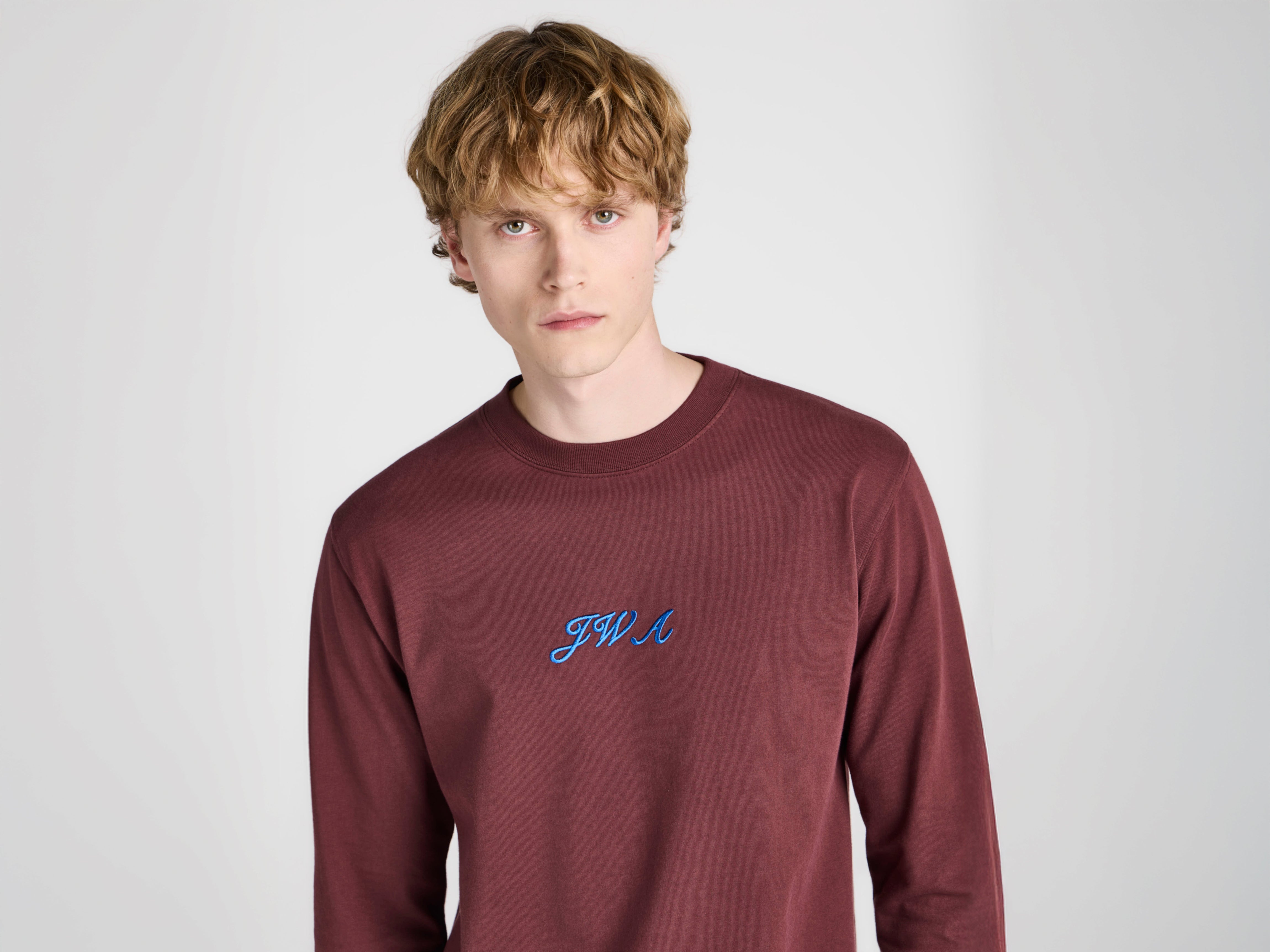 J.W.Anderson JWA Script T-Shirt Langarm Plum Baumwolle