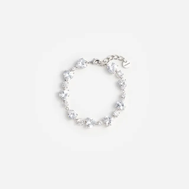 Self Portrait Crystal Droplet Armband Silber Herz