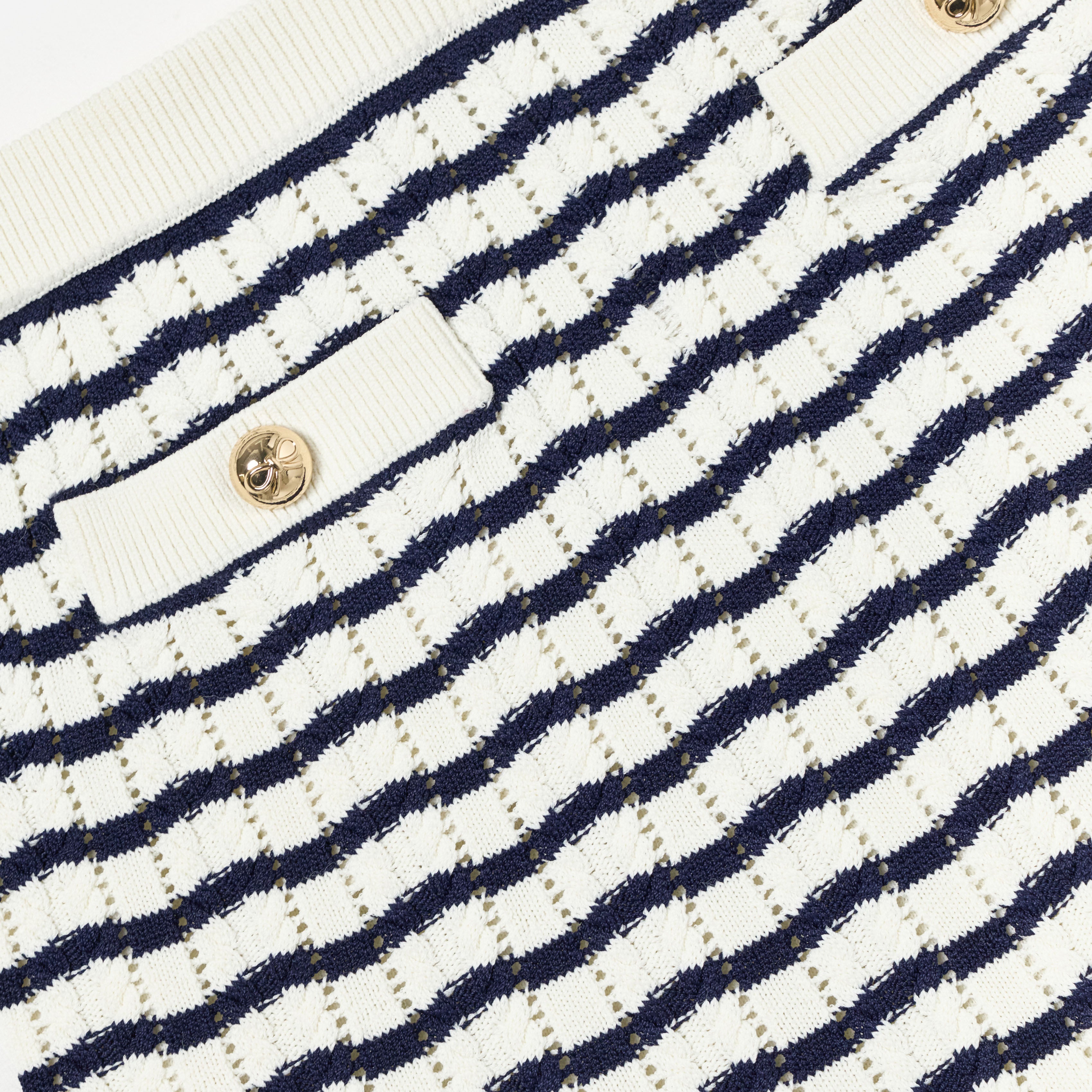 Self Portrait Cream Navy Striped Strickrock Creme Kinder