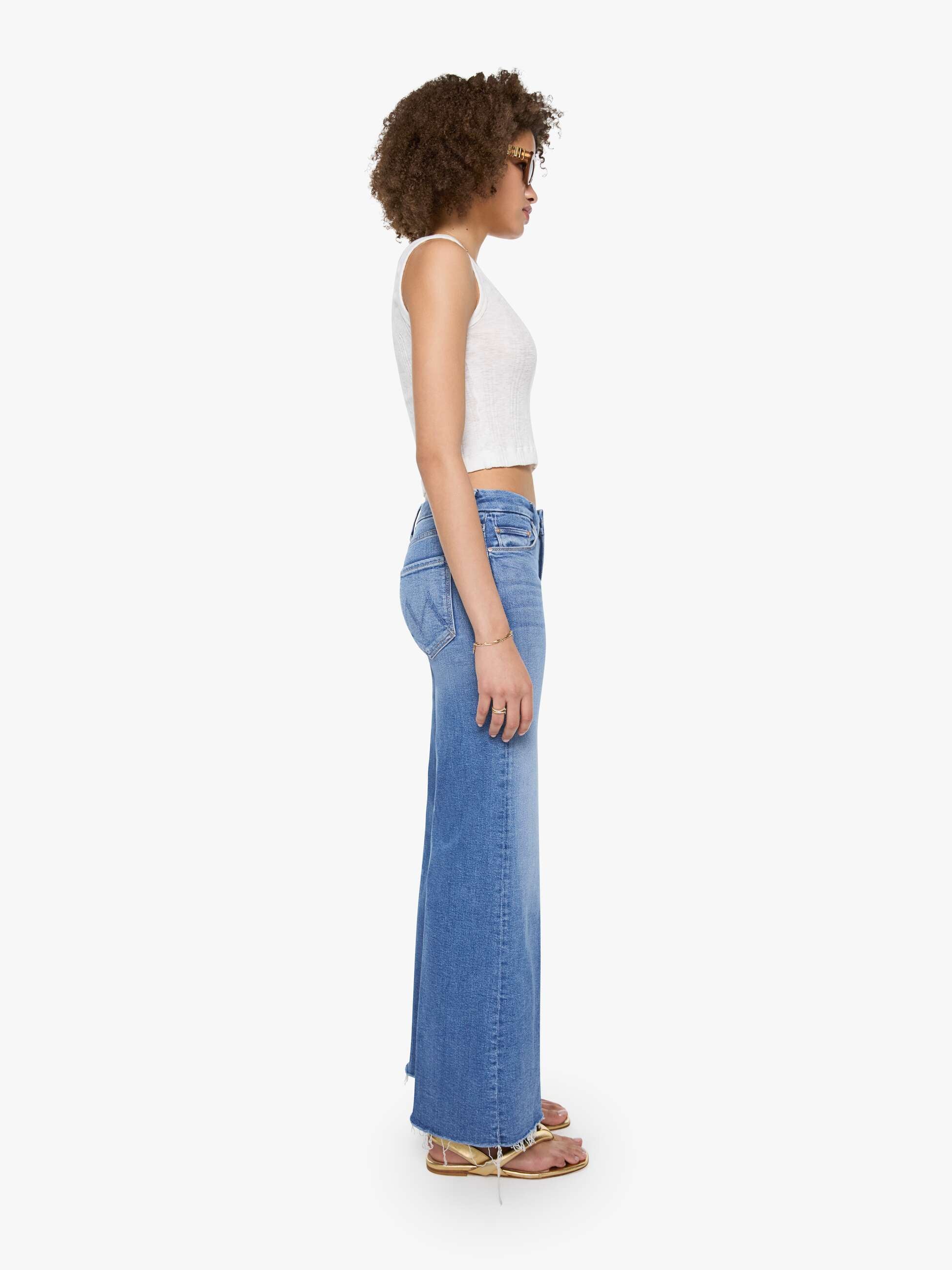 Mother The Roller Fray Fan Favorite Jeans Mittelblau Stretch