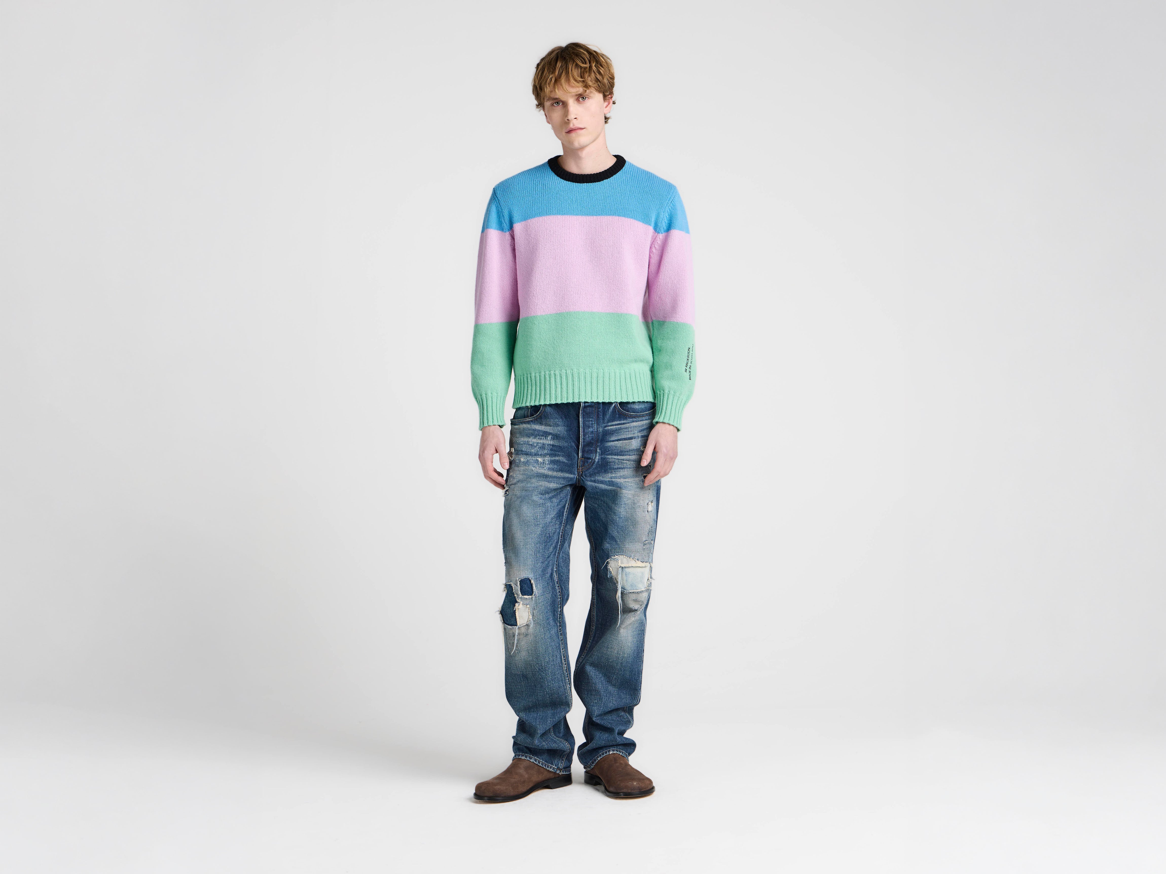 J.W.Anderson Knitwear Stripe Strickpullover Herren Blau Merino