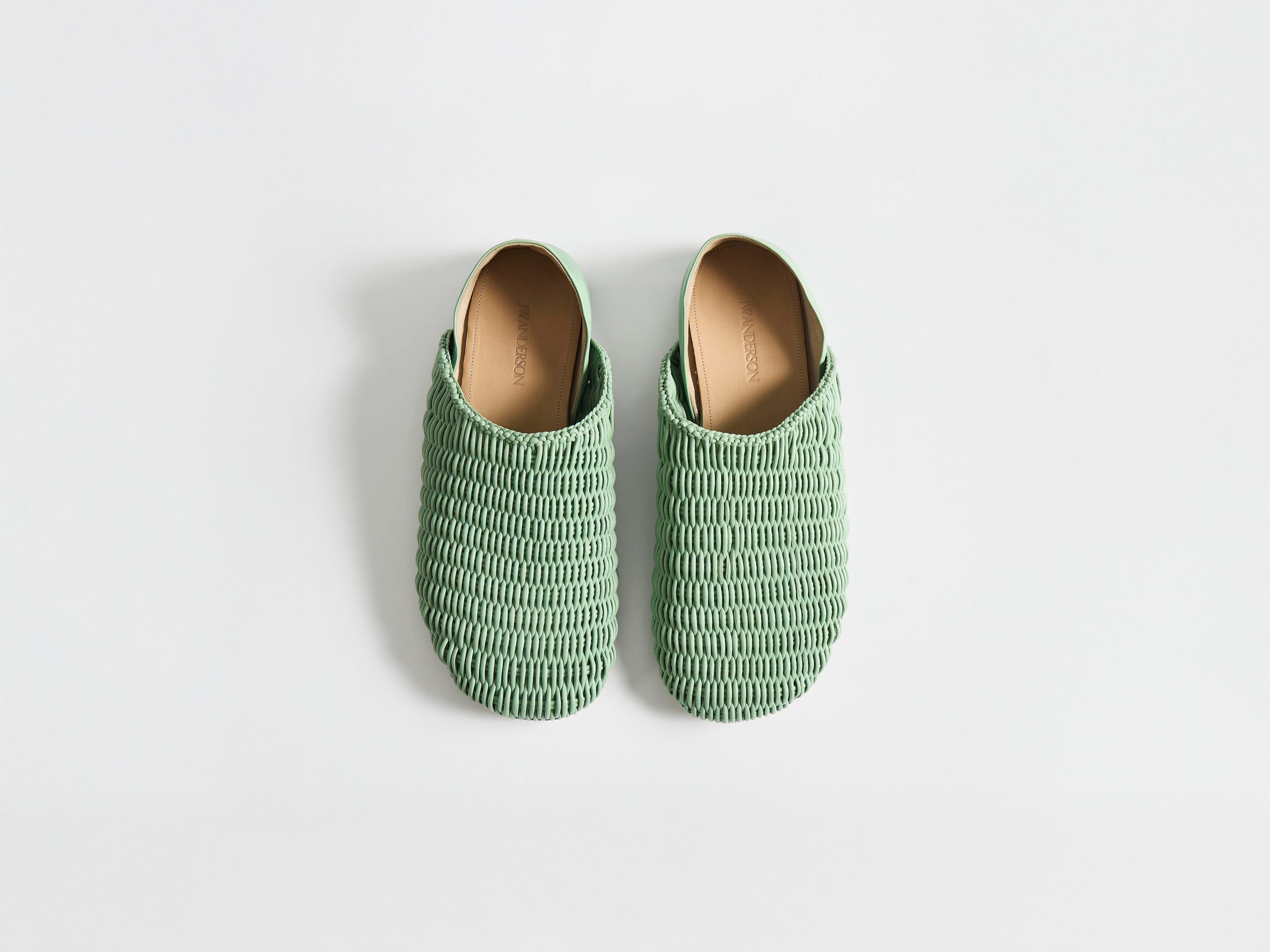 J.W.Anderson Slipper Mules Schuhe Salbeigrün Geflochten