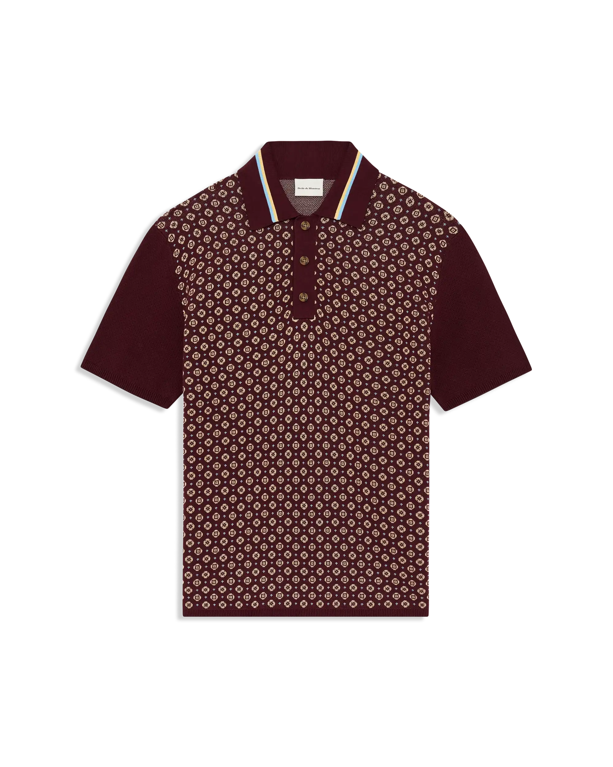 Drôle De Monsieur Polo Maille Jacquard Poloshirt Dunkelrot