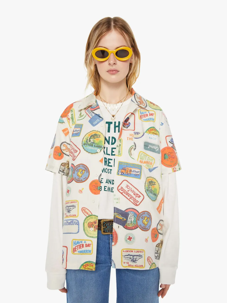 Mother The Hooky Badge Of Honor Hemd off-white Baumwolle