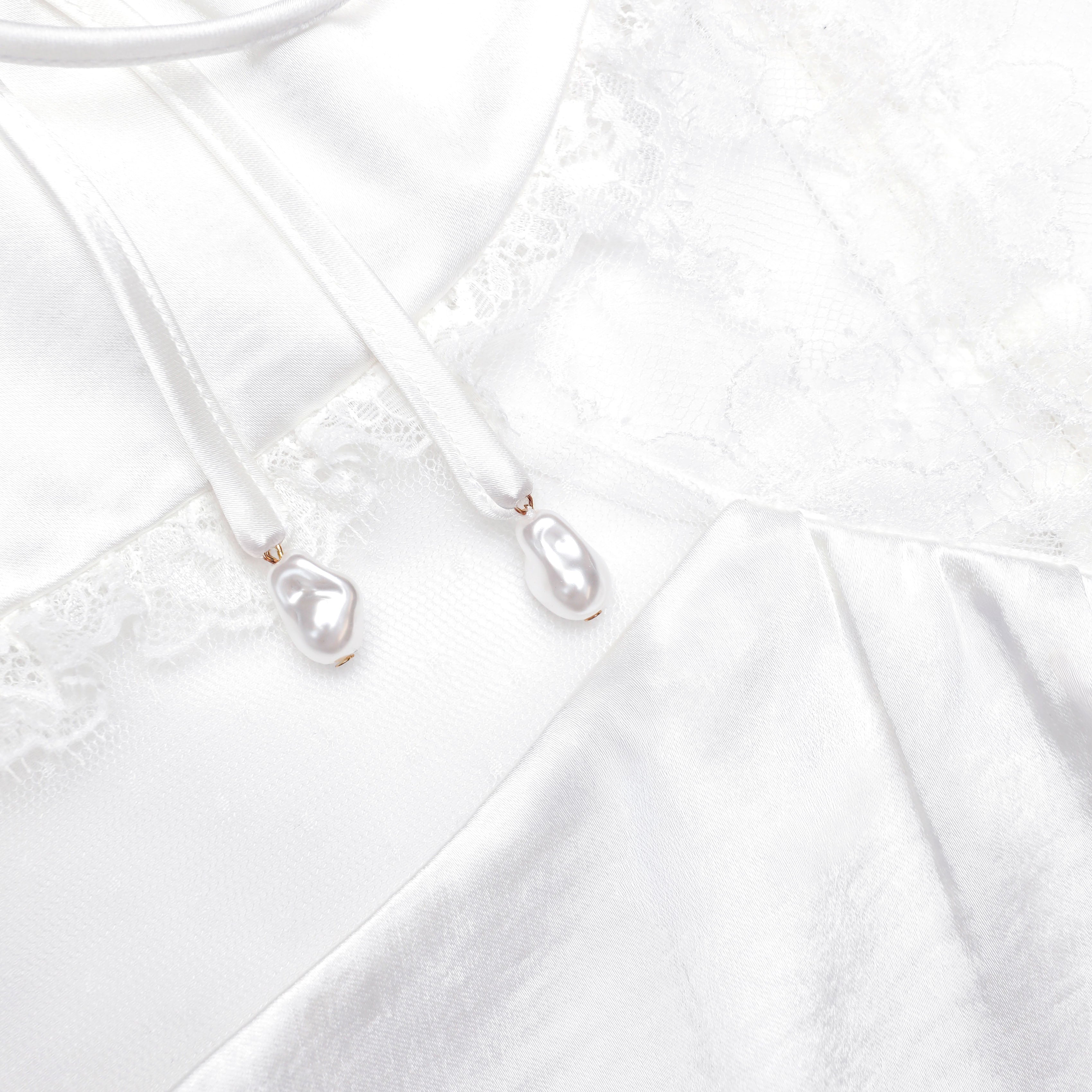 Self Portrait White Satin Lace Top weiß UK 6