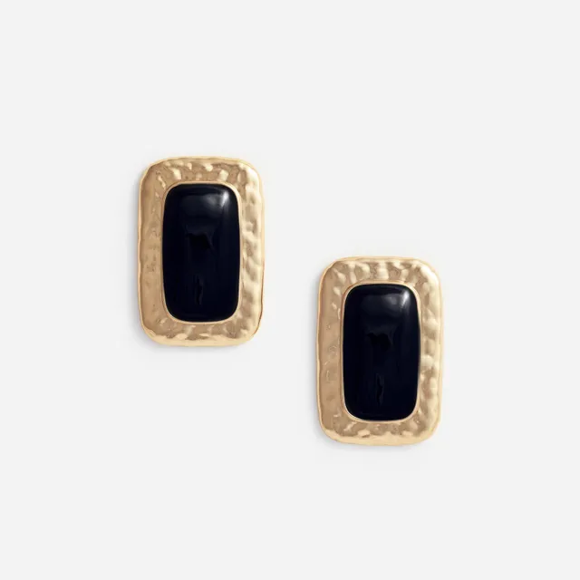 Self Portrait Mottled Gold Black Ohrringe gold schwarz eckig