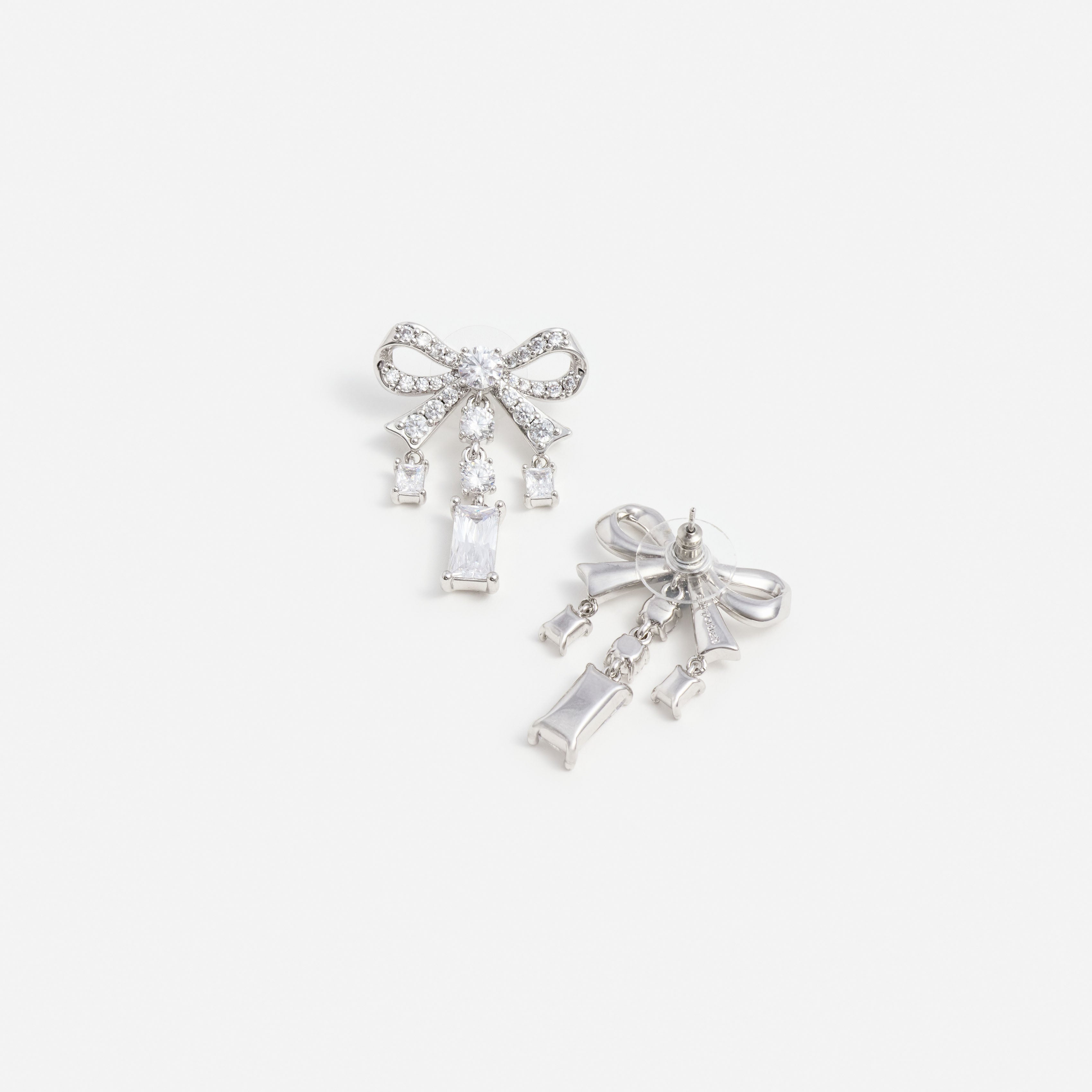 Self Portrait Silver Crystal Bow Droplet Ohrringe Silber