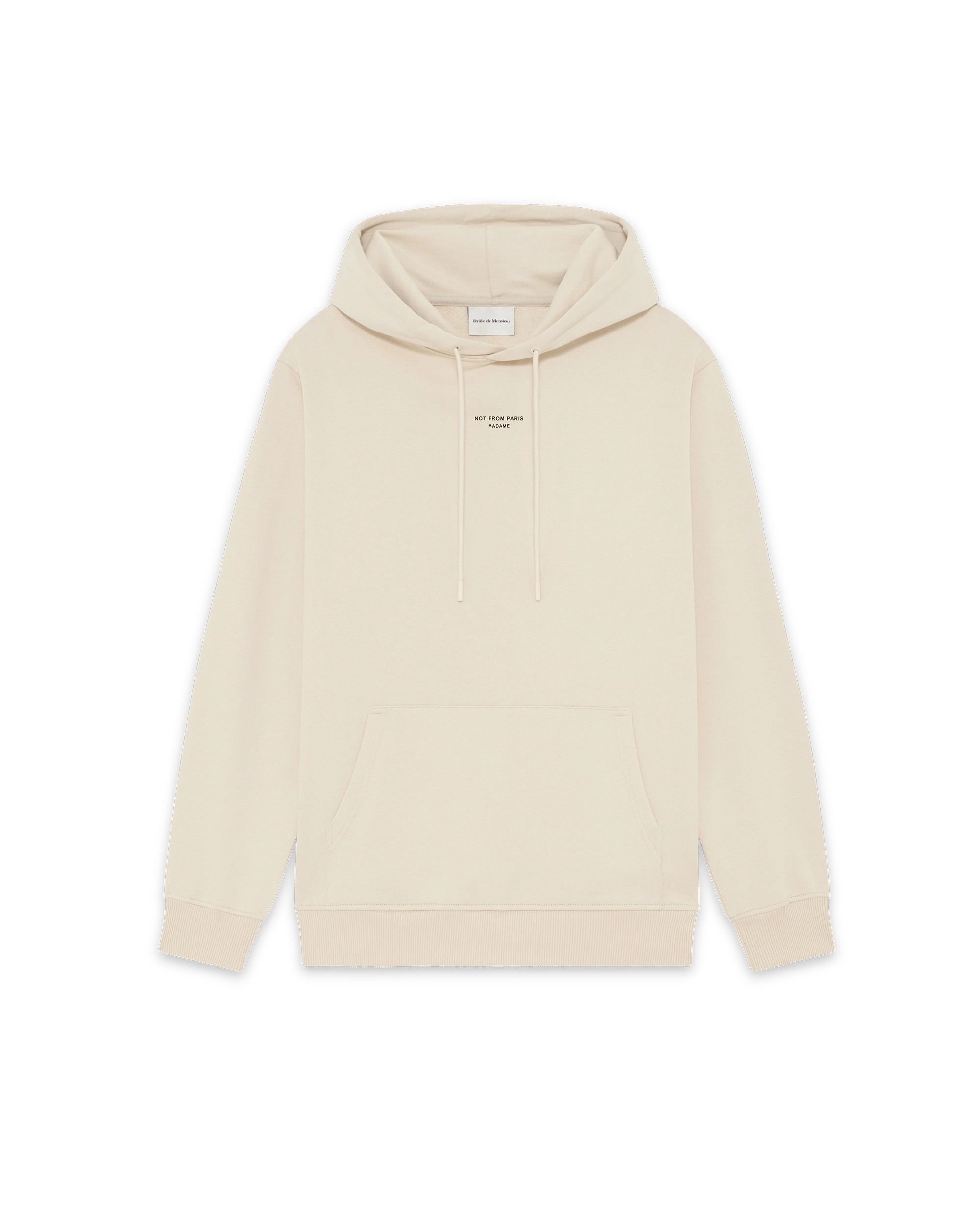 Drôle De Monsieur Hoodie Slogan Classique Kapuzenpullover Beige