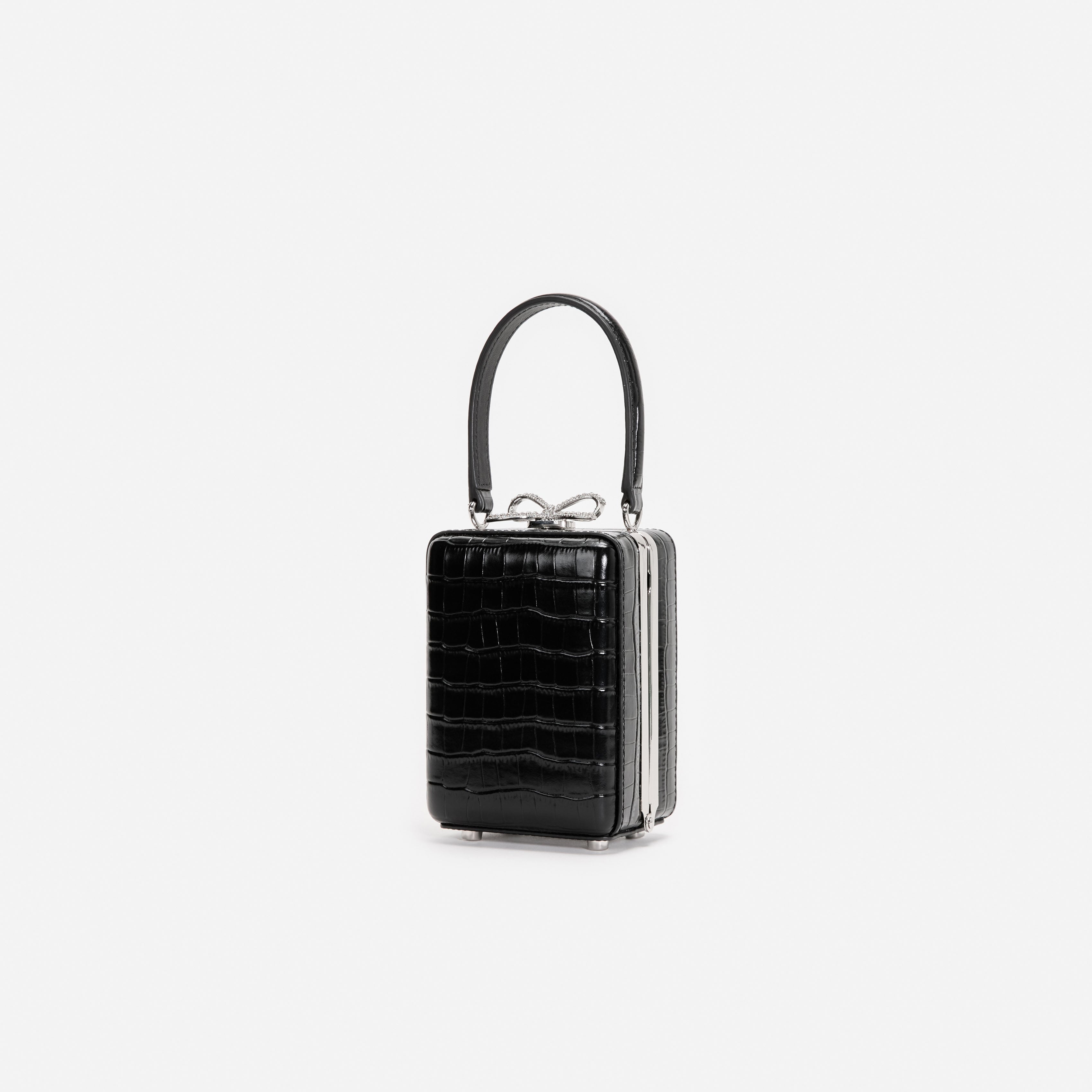 Self Portrait Black Croc Micro Bag Handtasche Schwarz Leder