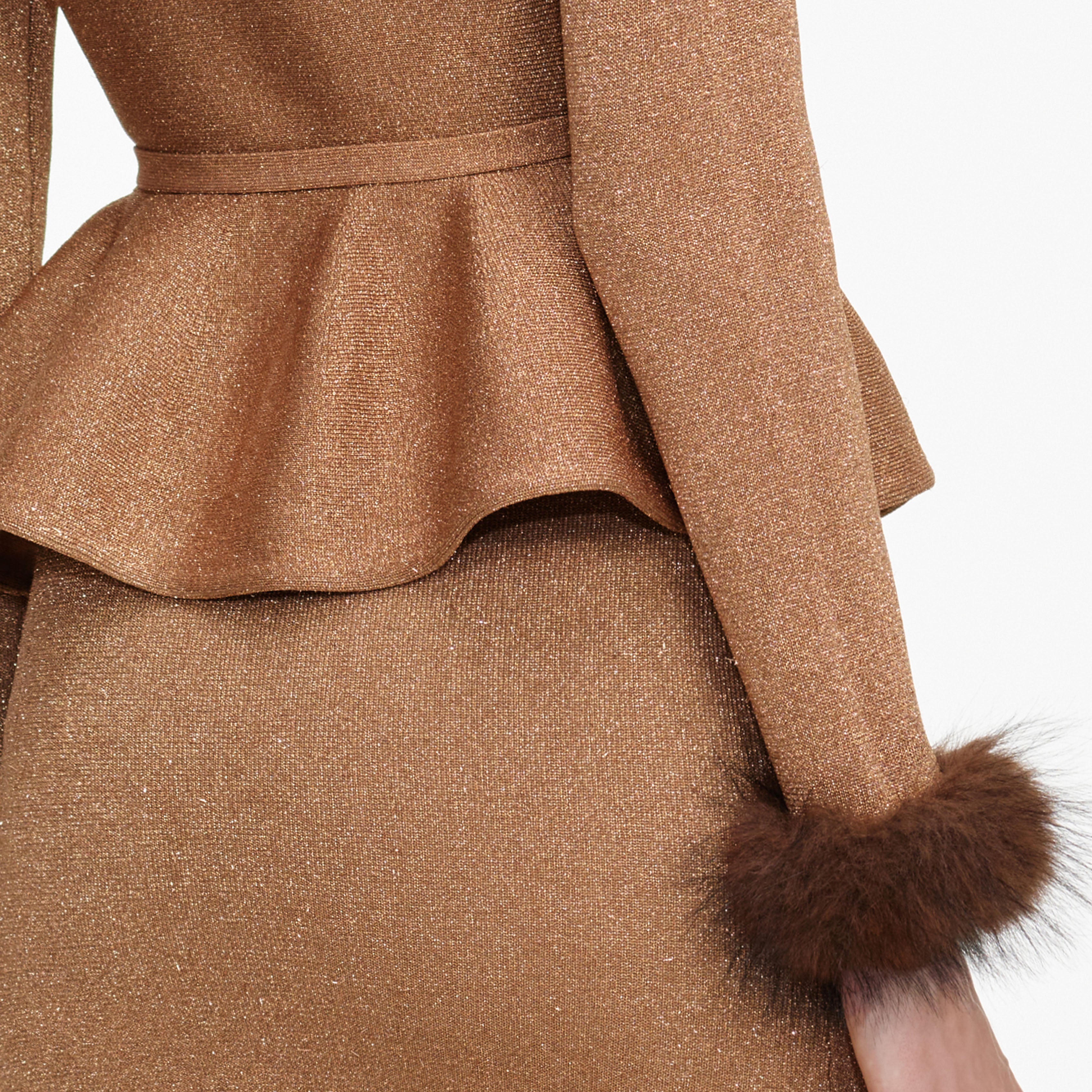 Self-Portrait Dresses Midikleid Gold Strick Fellkragen