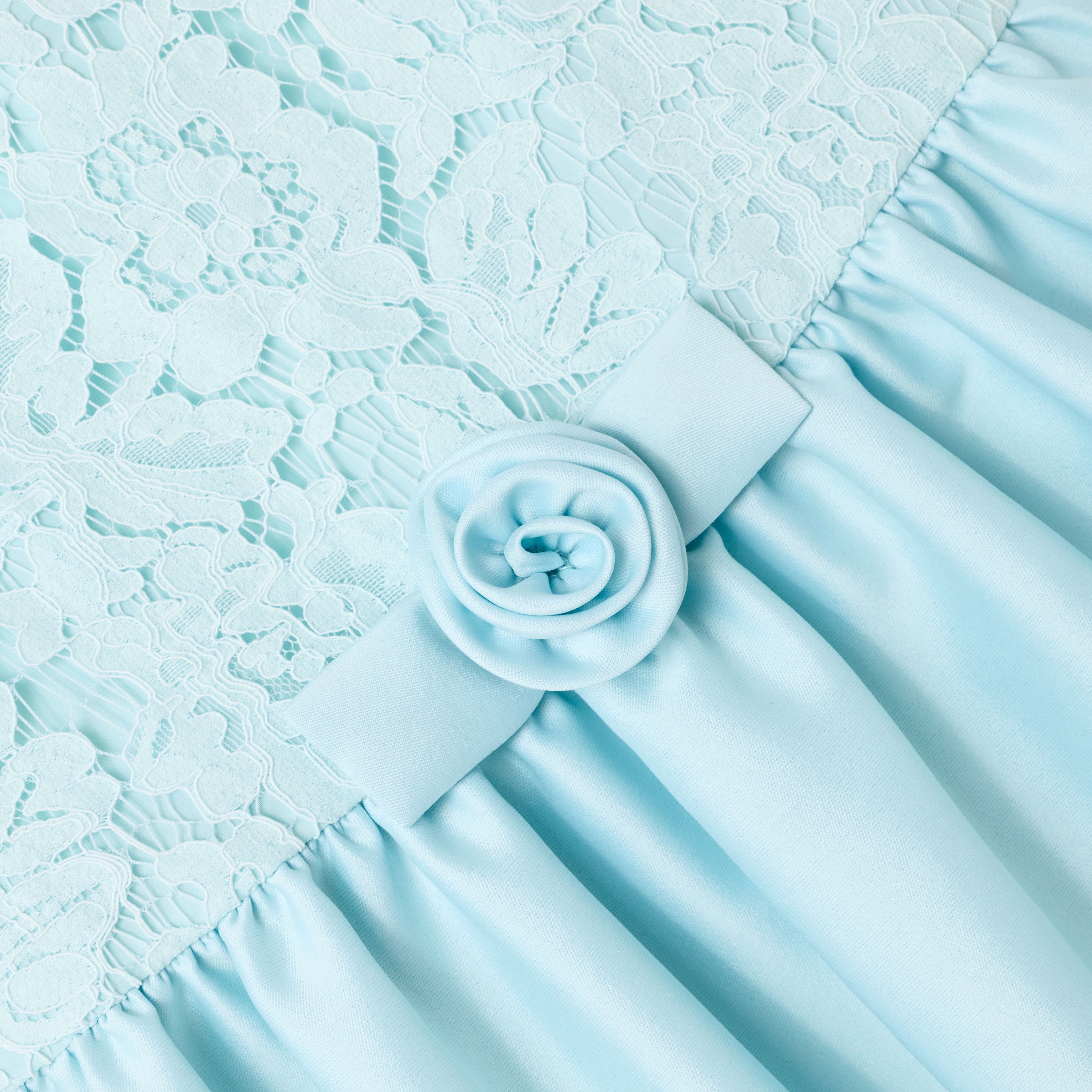 Self Portrait Taffeta Lace Bow Kinderkleid Aqua Age 6/7