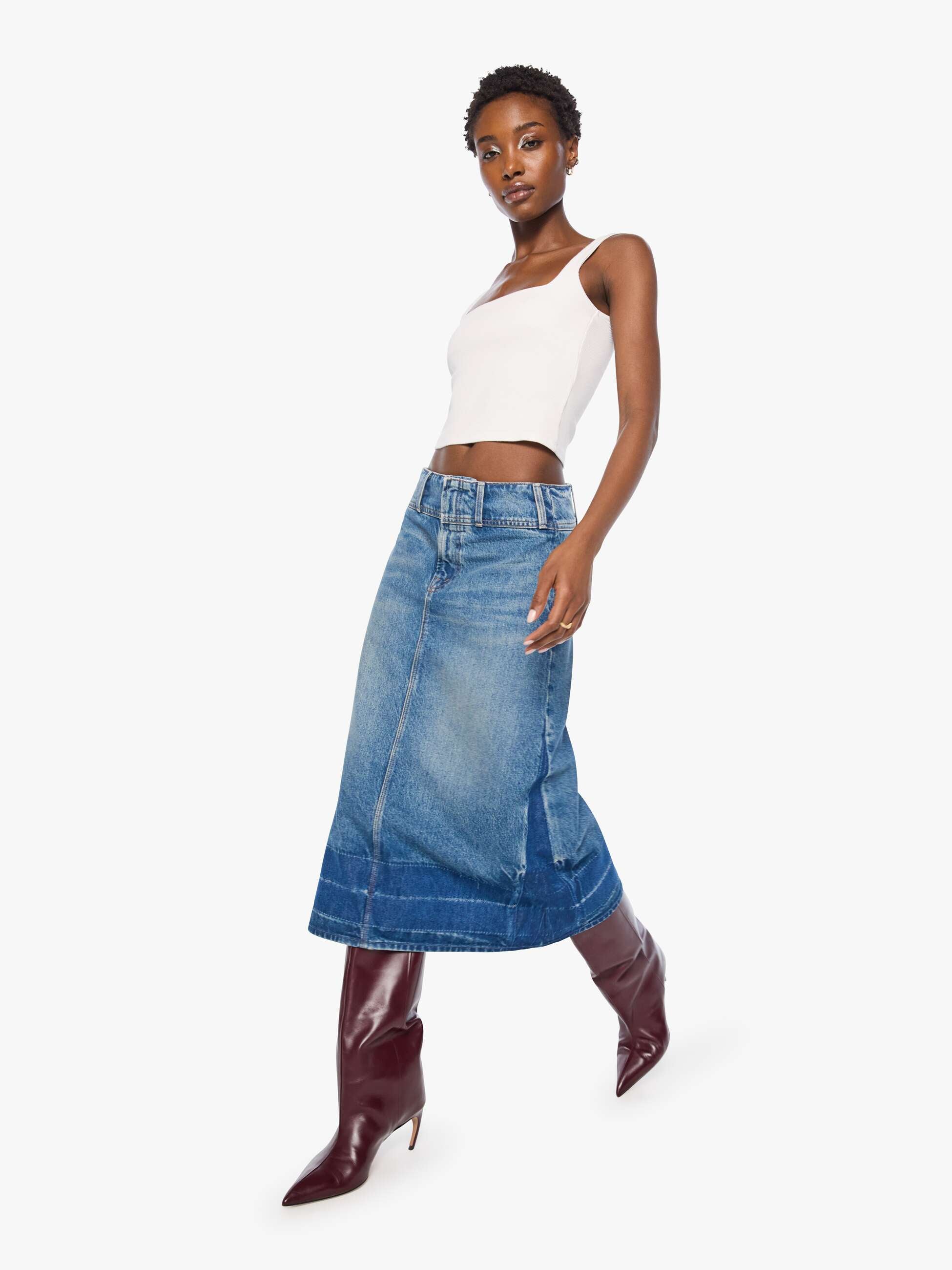 Mother Fortune Cookie Midi Jeansrock Tootsie A-Linie