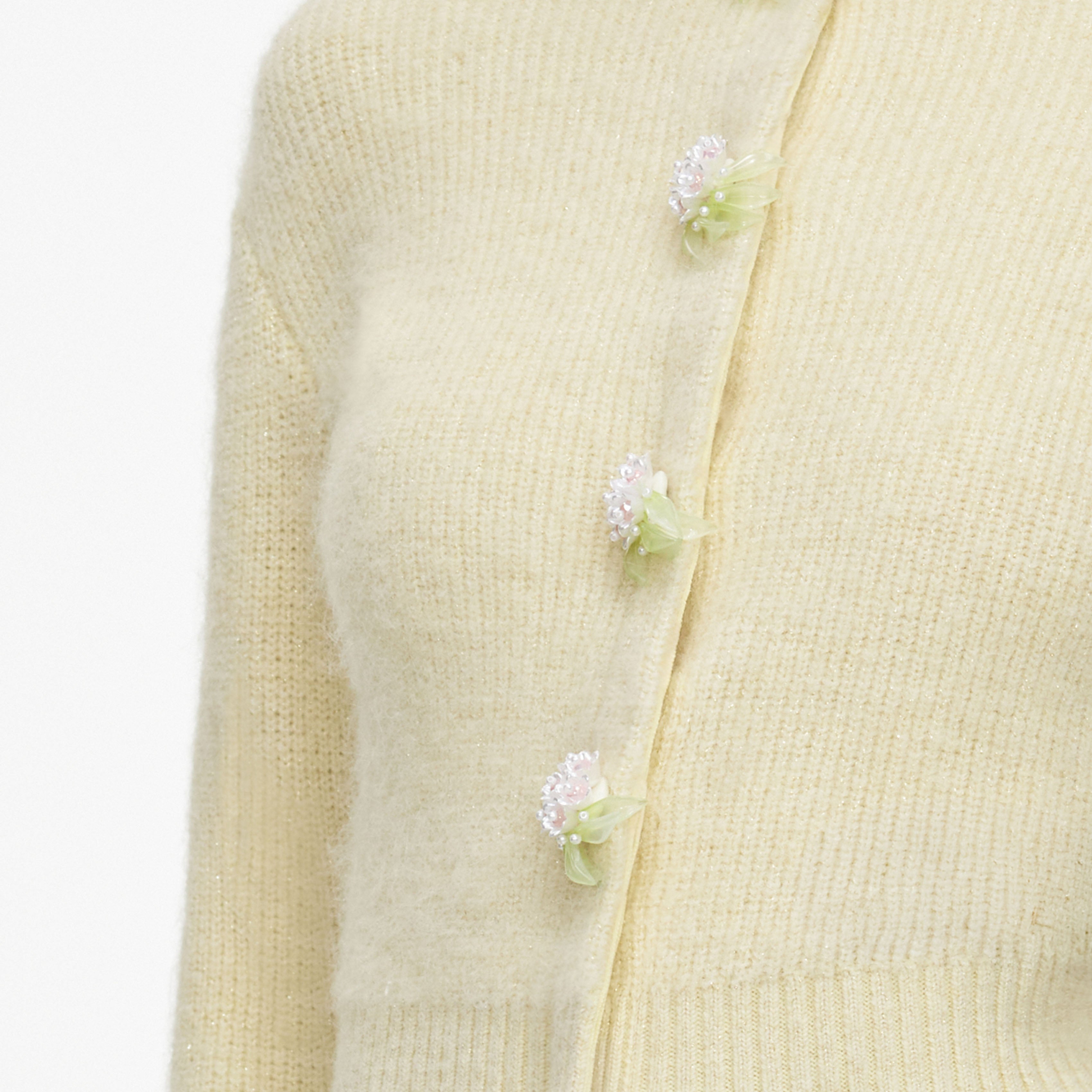 Self Portrait Flower Cardigan Strickjacke Gelb Blumenknöpfe