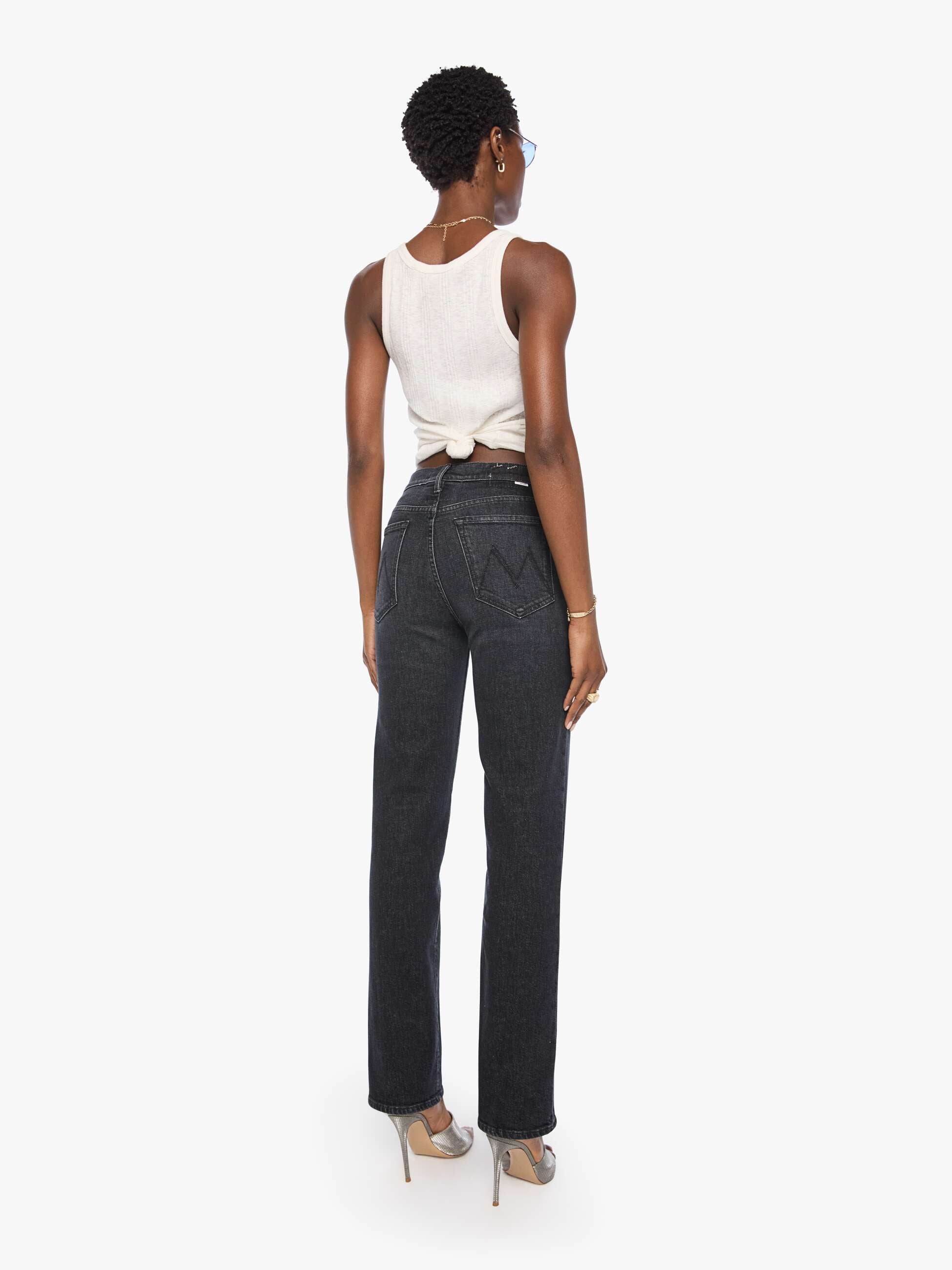 Mother Rambler Zip Sneak Jeans Riding The Milkyway schwarz