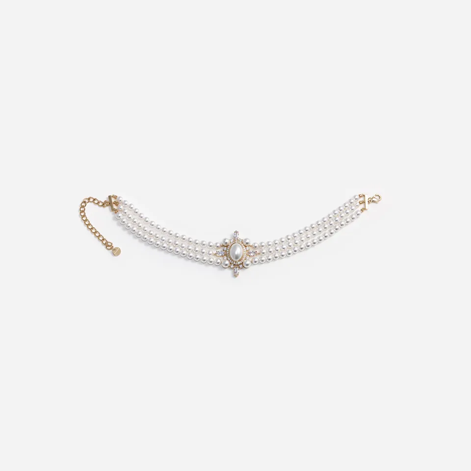 Self Portrait Gold Pearl Choker One Size