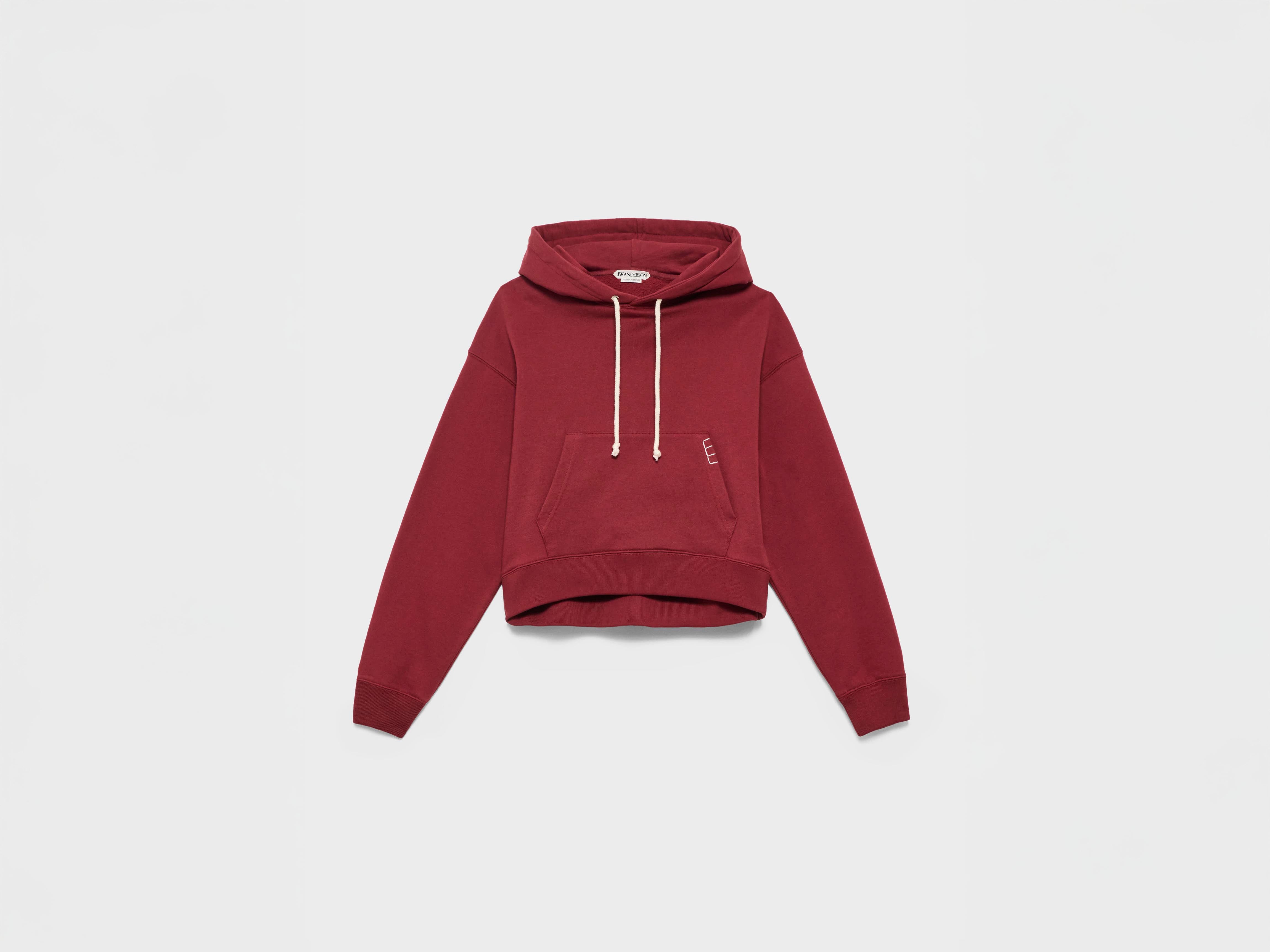 J.W.Anderson Hoodies Curved Hem Hoodie Burgundy Bordeaux