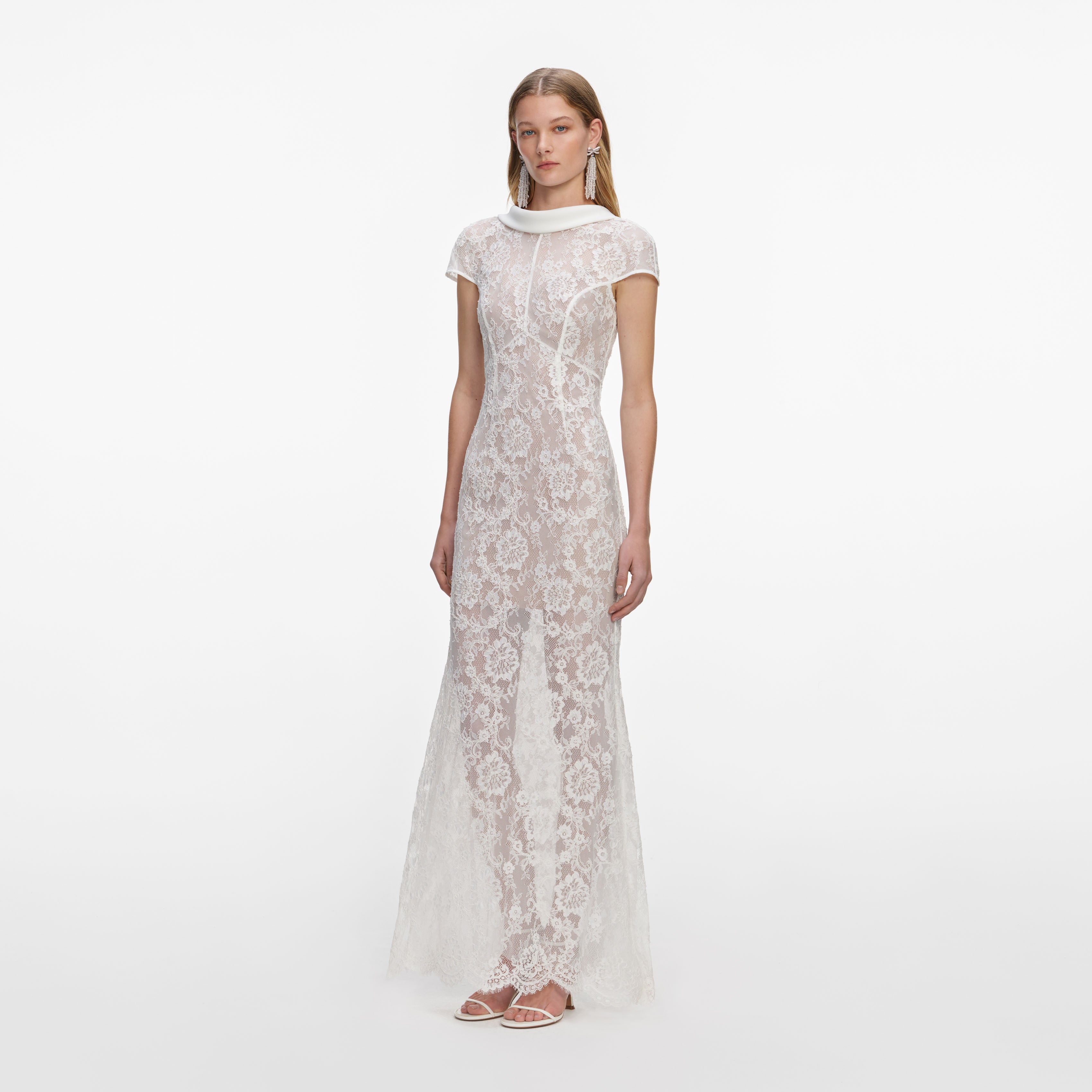 Self Portrait Lace Maxi Kleid weiß Spitze Braut