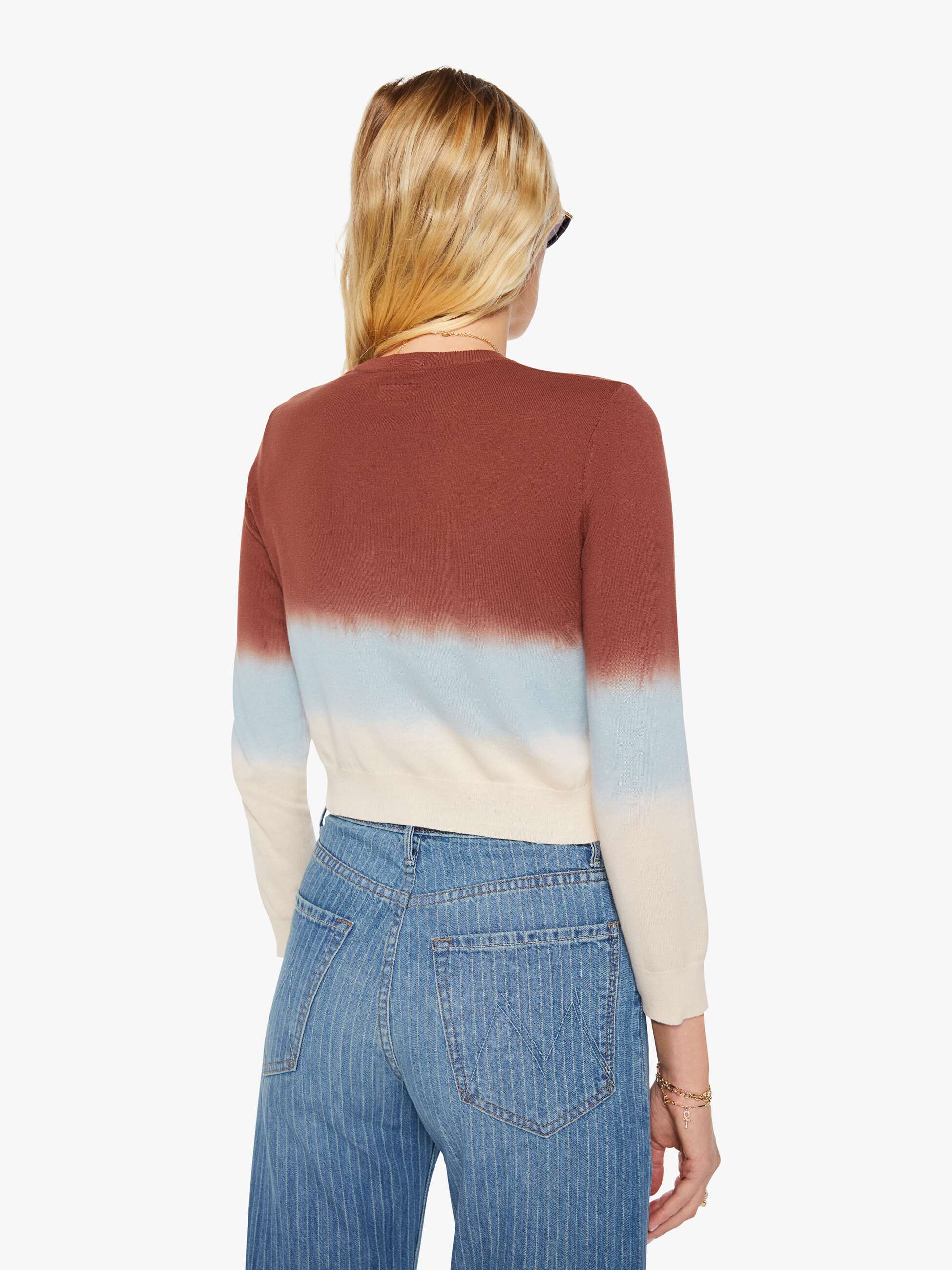 Mother Crew Neck Jumper Pullover Brown Ivory Blue Baumwolle
