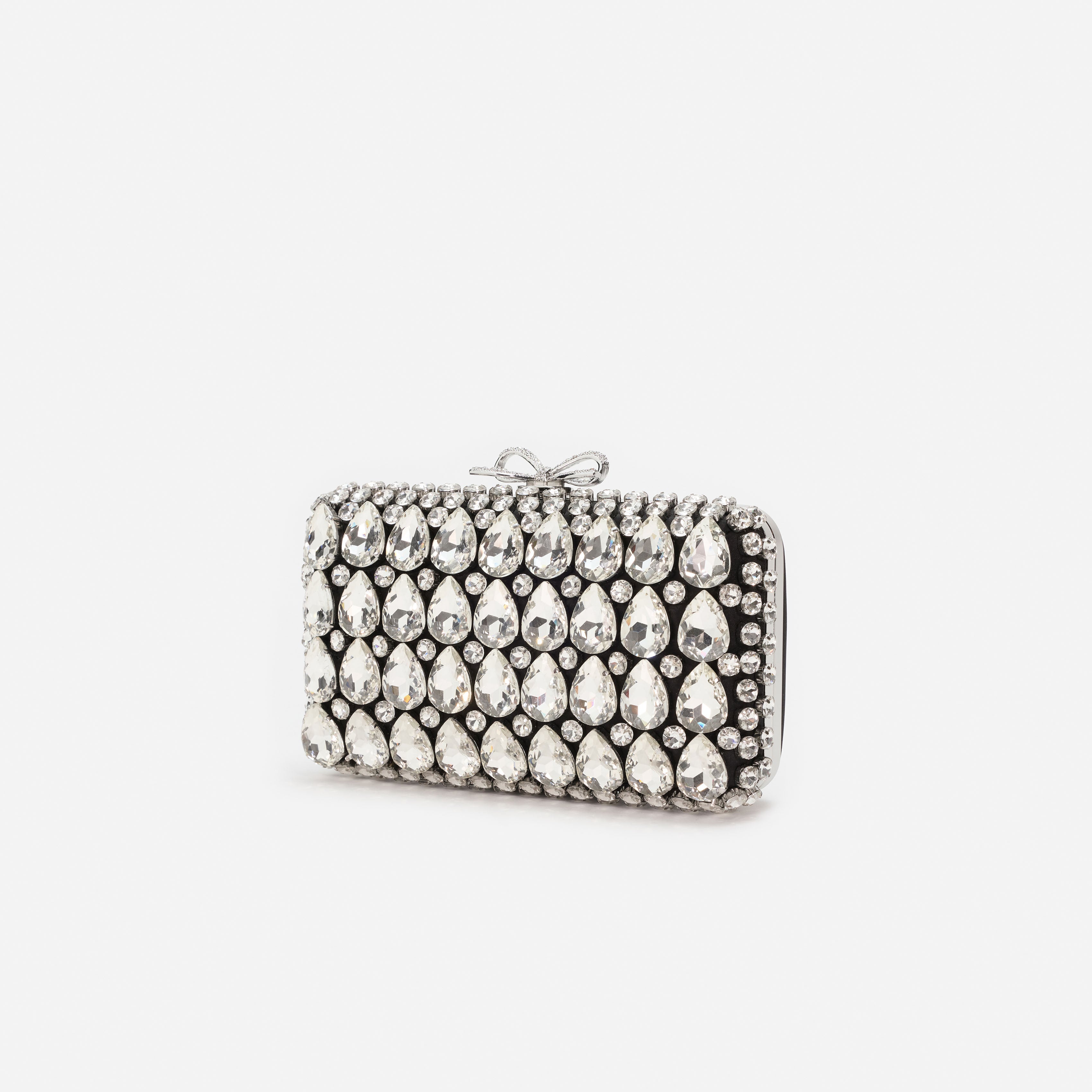 Self Portrait Black Satin Crystal Clutch Tasche Schwarz One Size