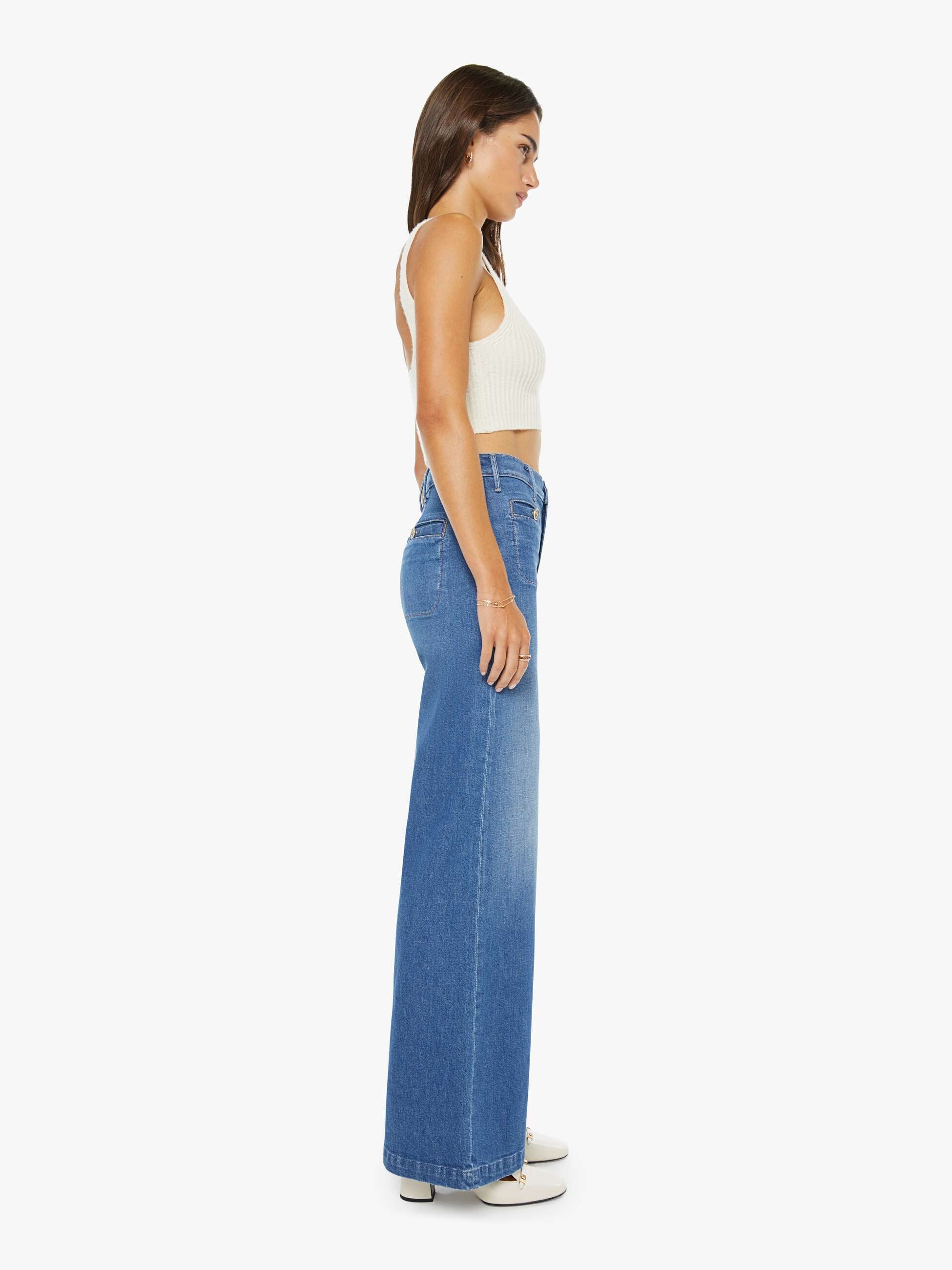 Mother Hustler Roller Sneak Whisk Me Away Wide Leg Jeans