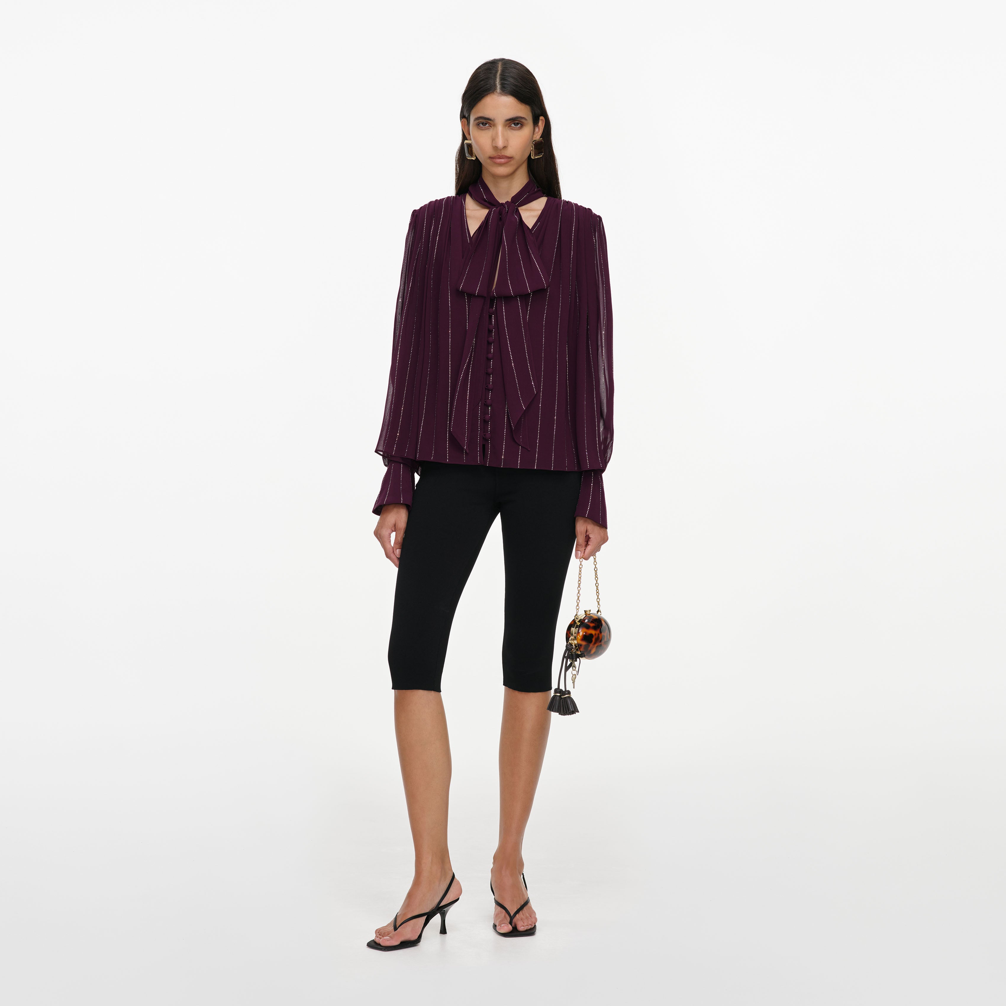 Self Portrait Purple Rhinestone Blouse Bluse Lila Strass