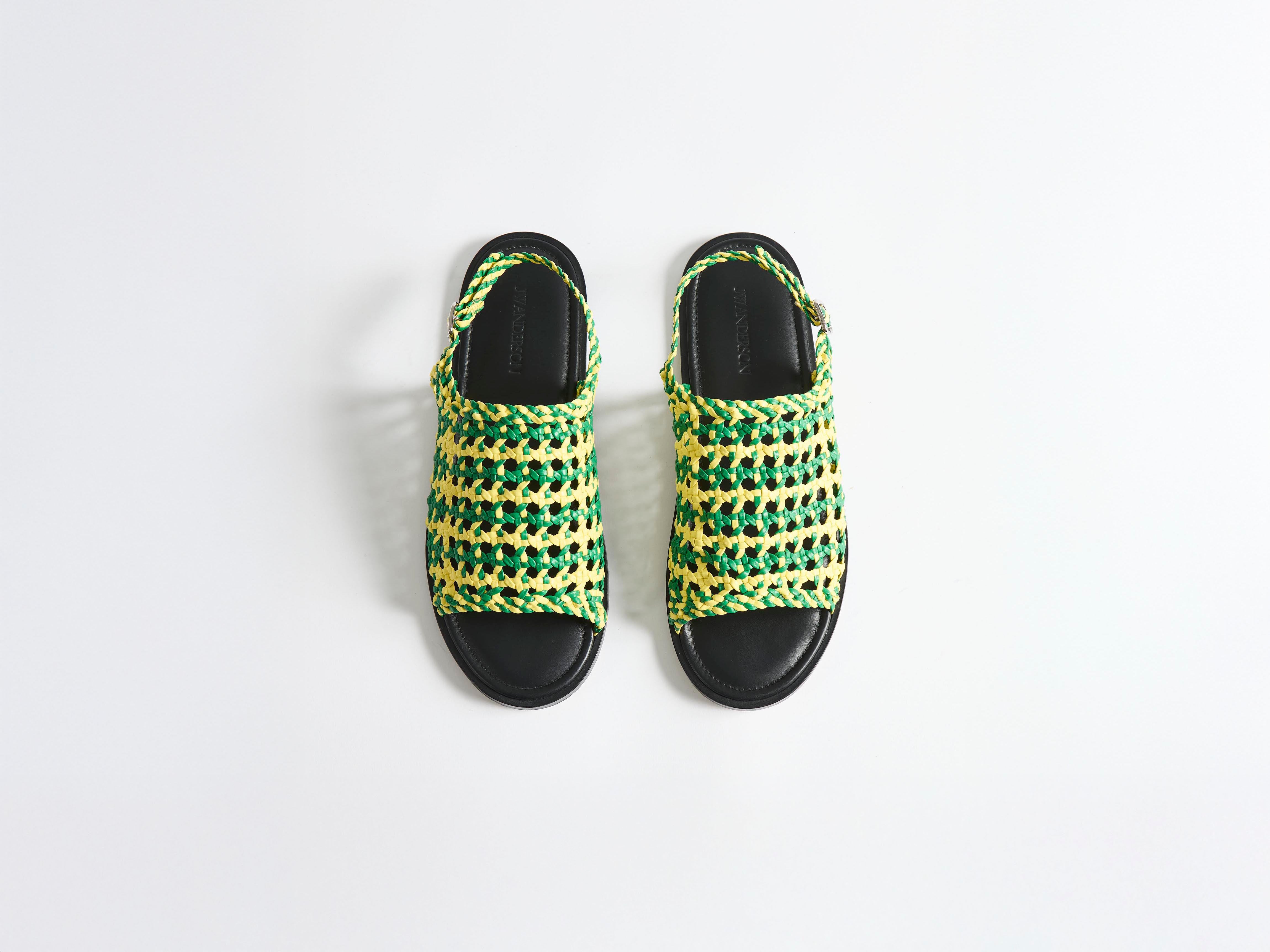 J.W.Anderson Woven Leather Sandal Sandalen Grün Gelb Leder