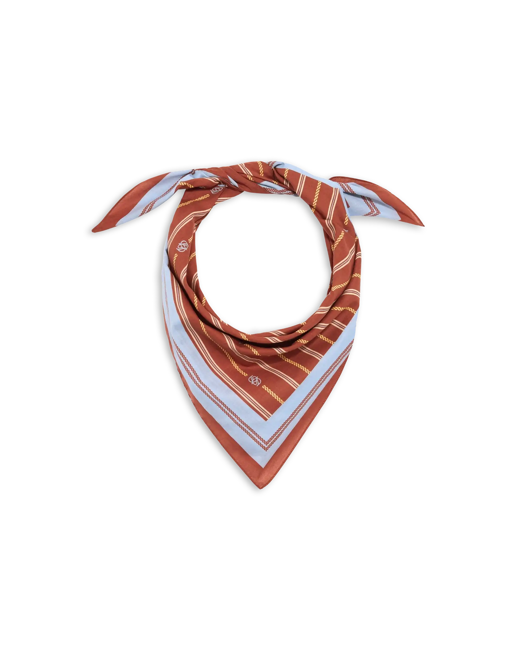 Drôle De Monsieur Foulard Rayure Monogramme Bandana Dunkelrot Baumwolle