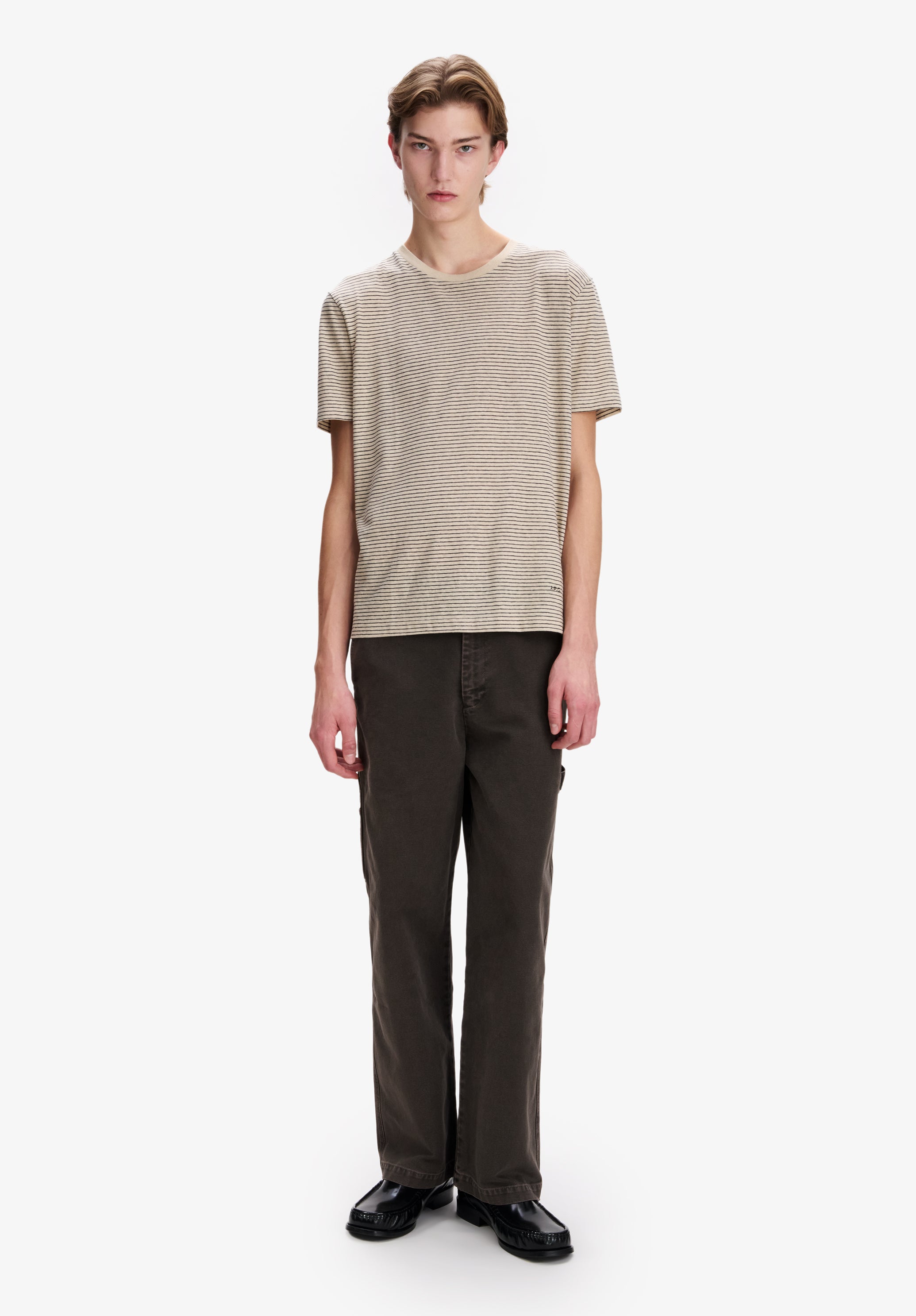 A.P.C. Streifen T-Shirt Ecru Bio-Baumwolle