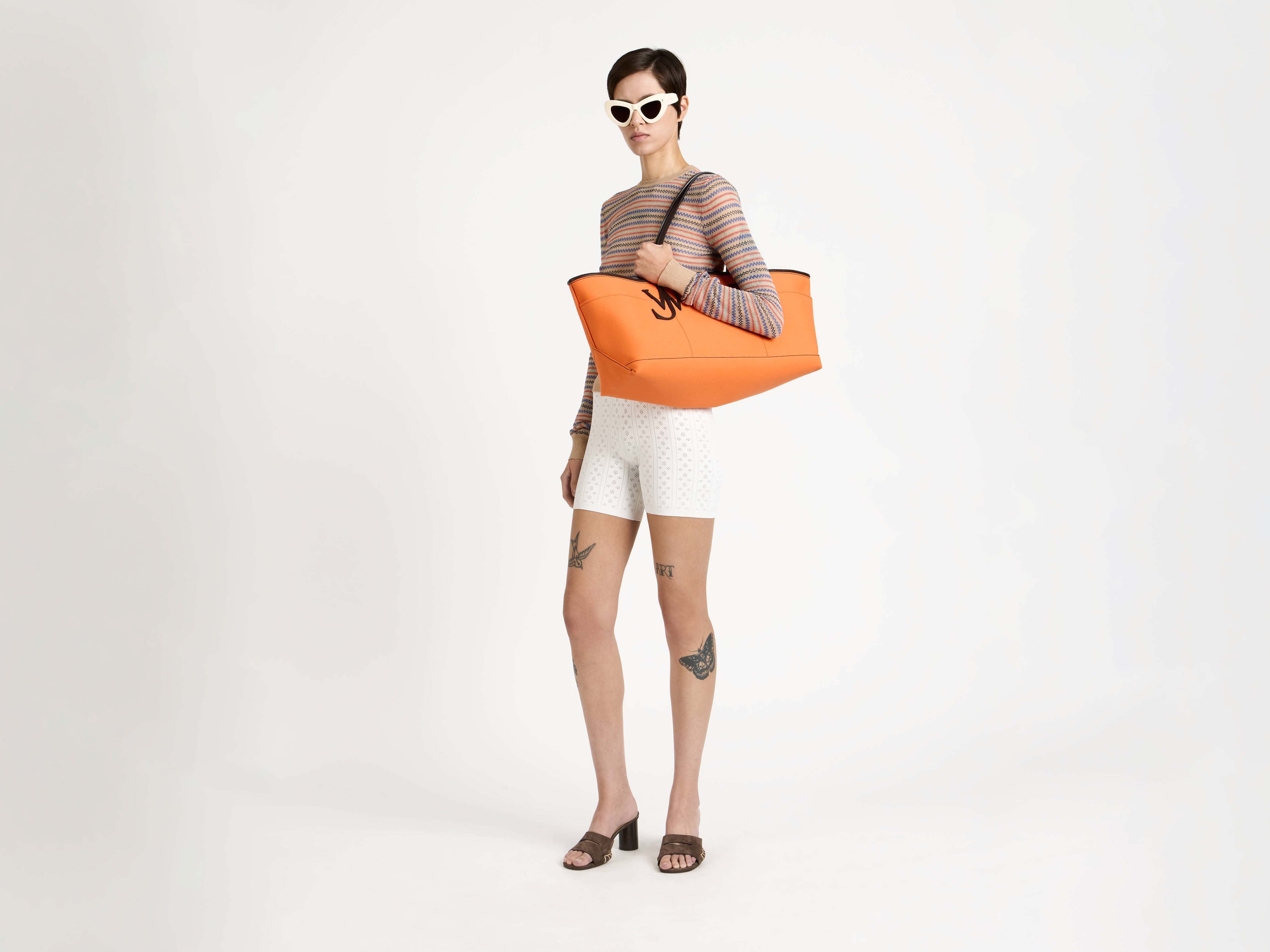 J.W.Anderson Stretch Anchor Tote Orange Canvas Leder