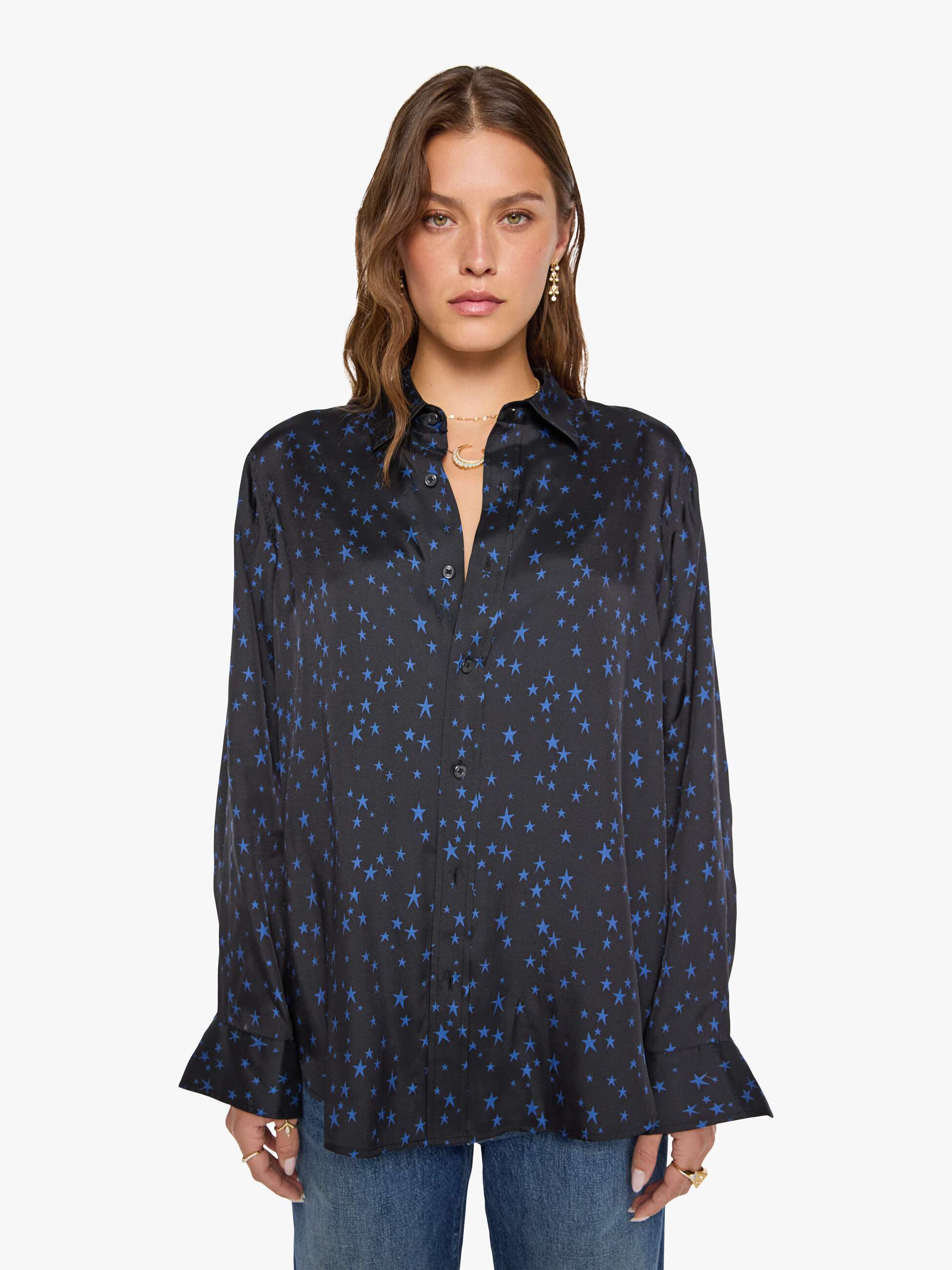 Mother Bestie Bluse Rock Star Schwarz Sterne Seidenmix