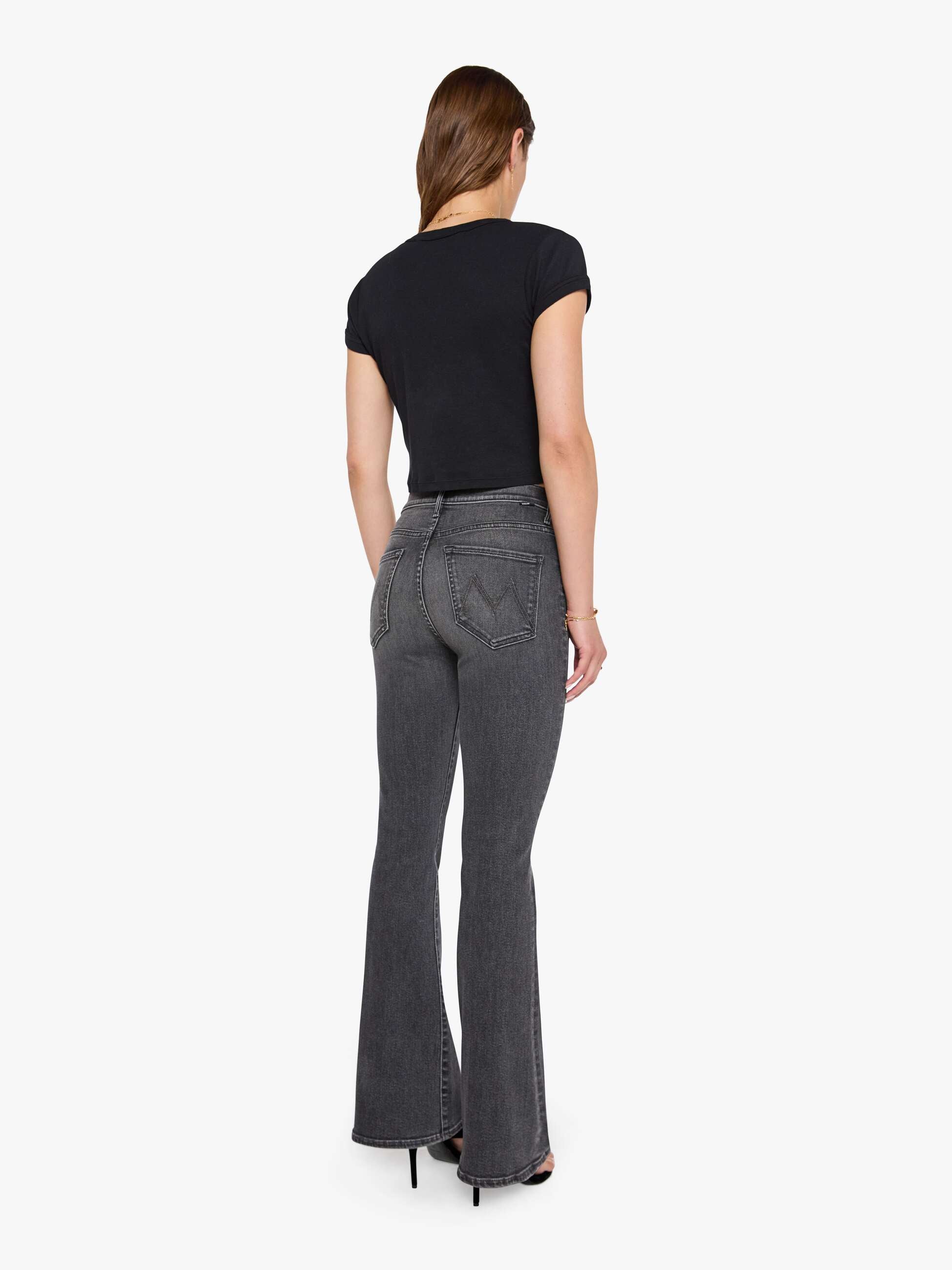 Mother The Weekender 1585-1611-CPH Flare-Jeans Schwarz Stretch