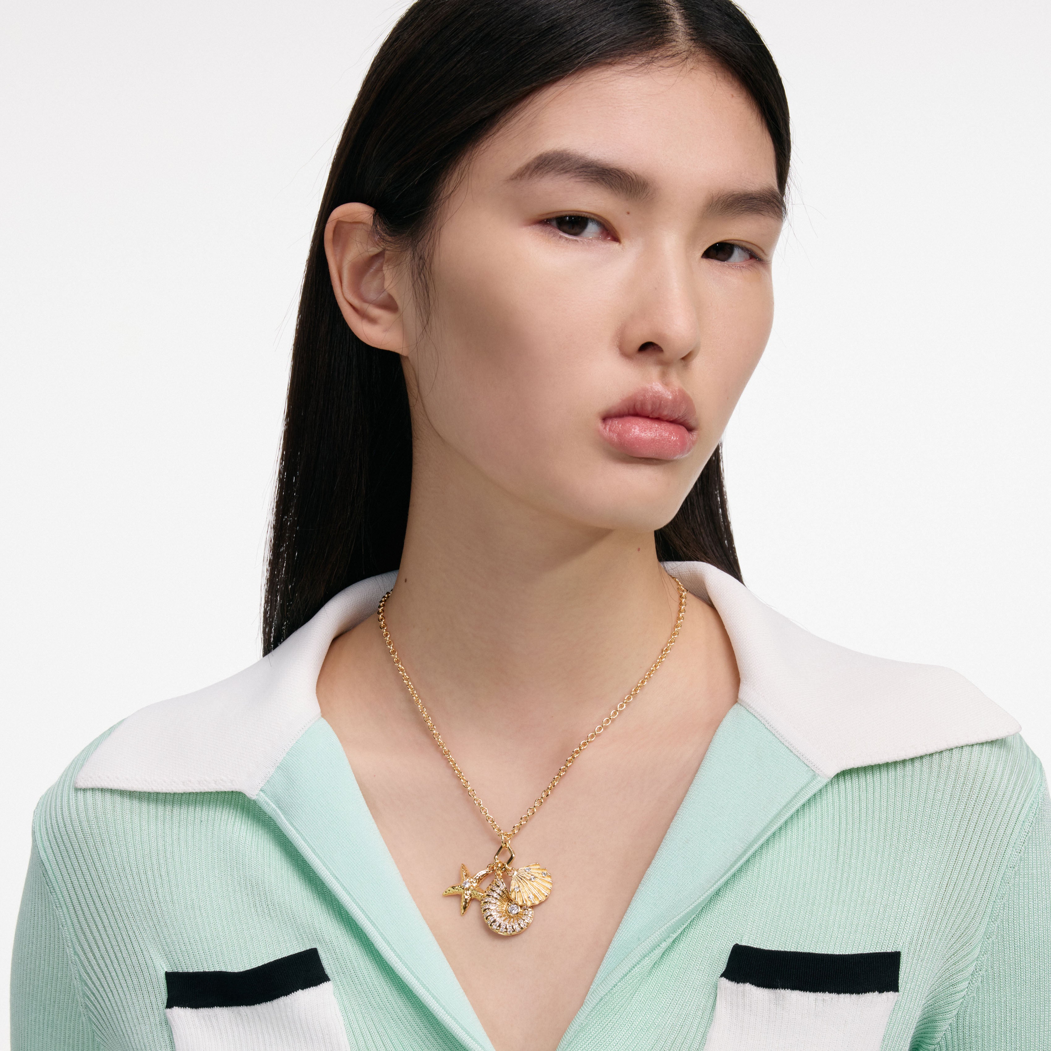 Self Portrait Jewellery Gold Multi Charm Kette Gold 41cm