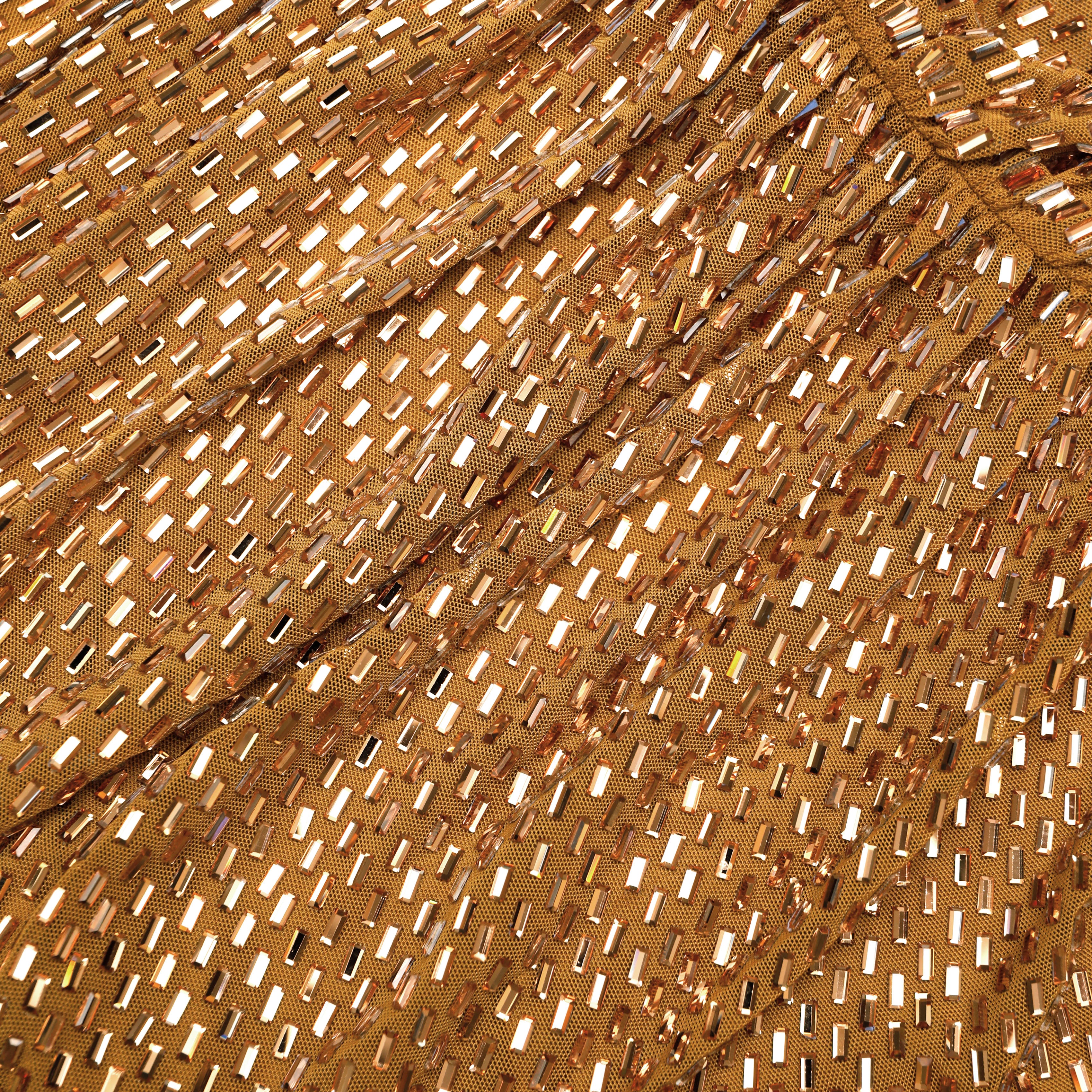 Self Portrait Gold Rhinestone Drape Maxi Kleid Gold