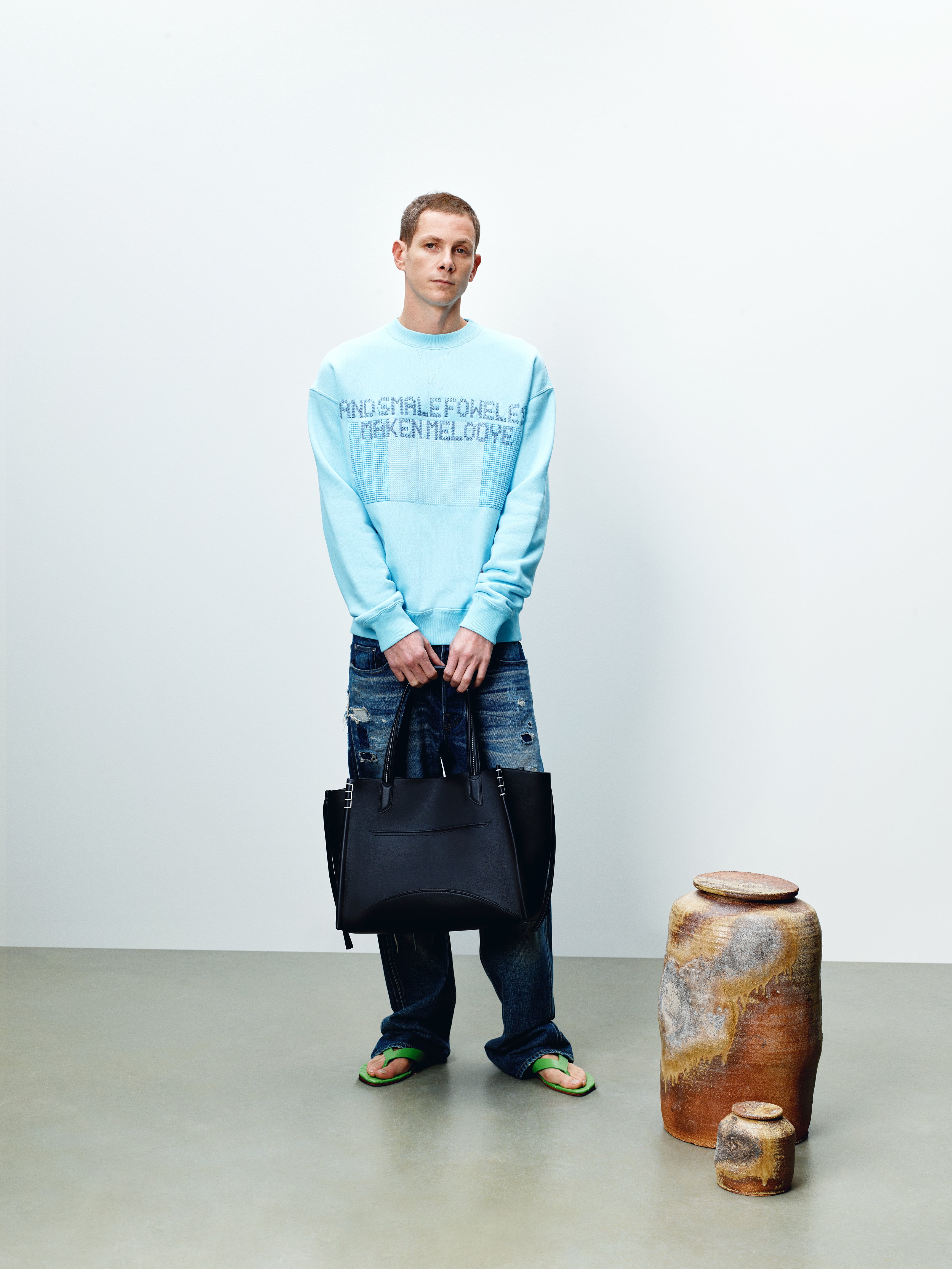 J.W.Anderson Painted Birds Sweatshirt Sky Blue Baumwolle