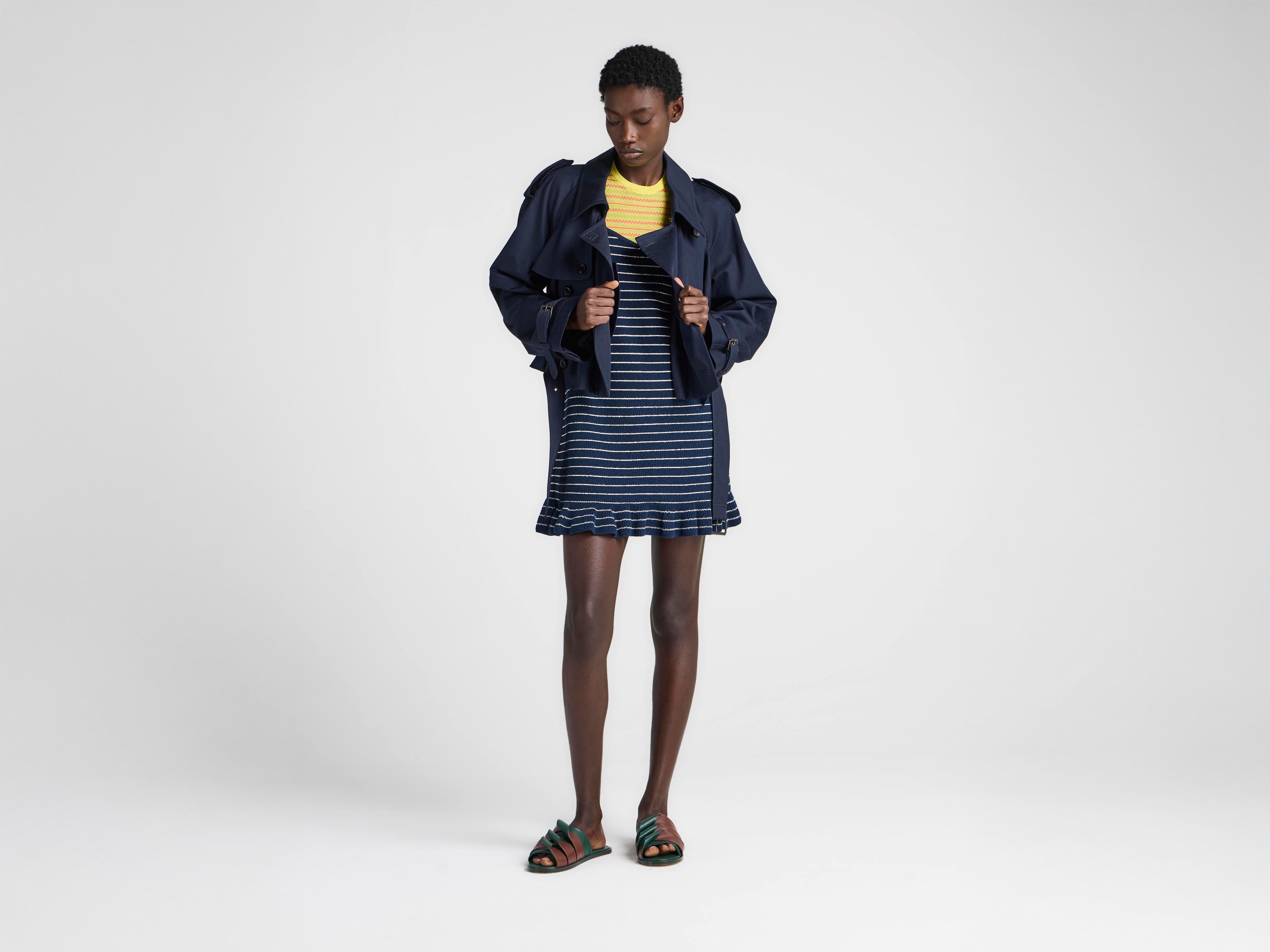 J.W.Anderson Cropped Trench Mantel Navy Baumwolle