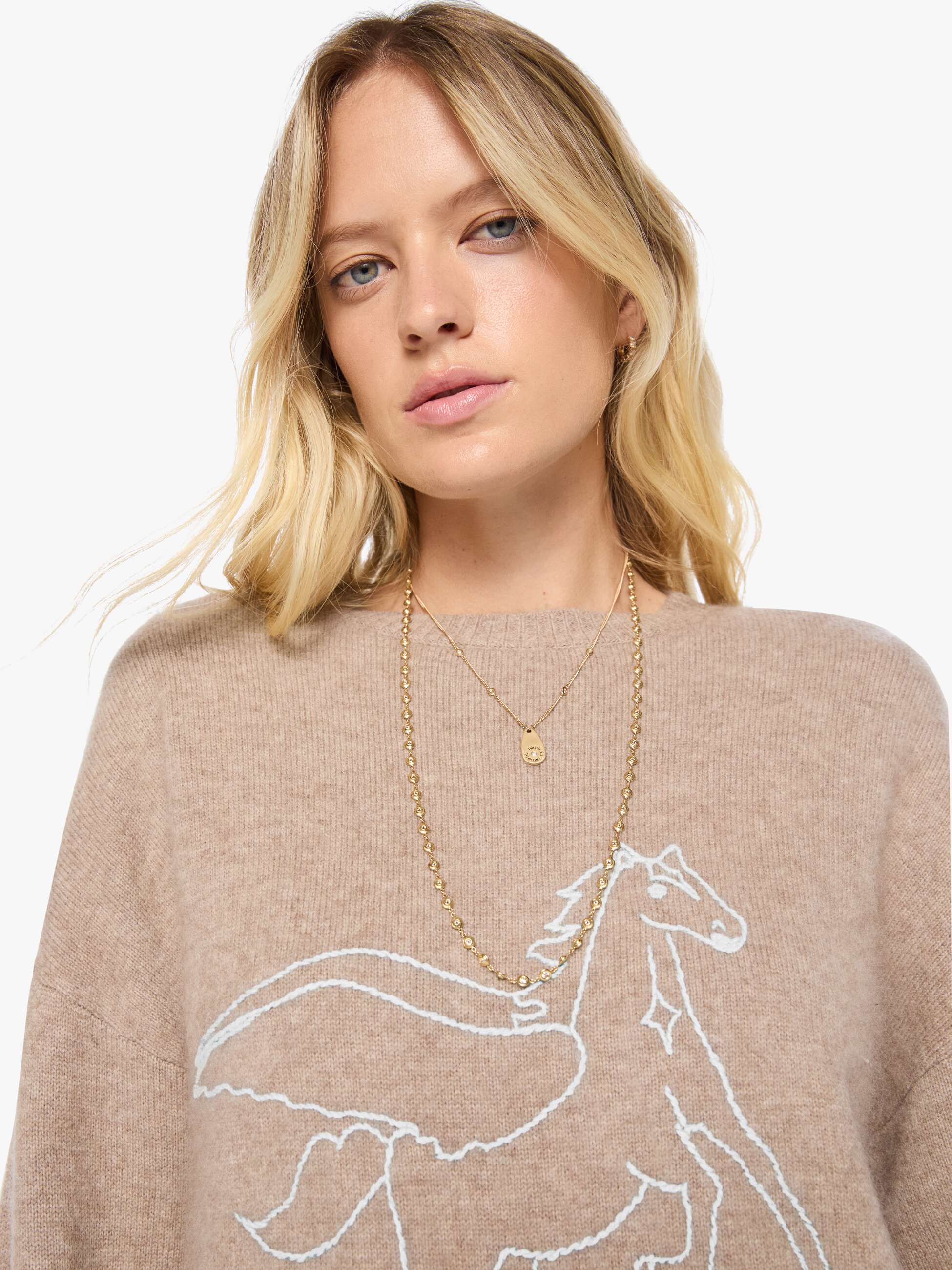 Mother The Biggie Jumper Pullover Beige Wolle Cashmere
