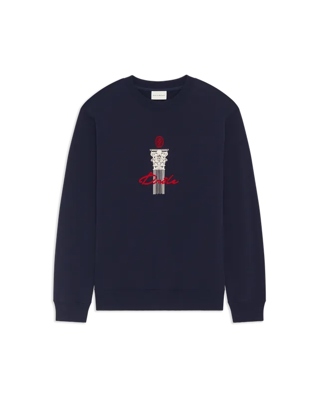 Drôle De Monsieur Drôle Column Sweatshirt Pullover Navy Baumwolle